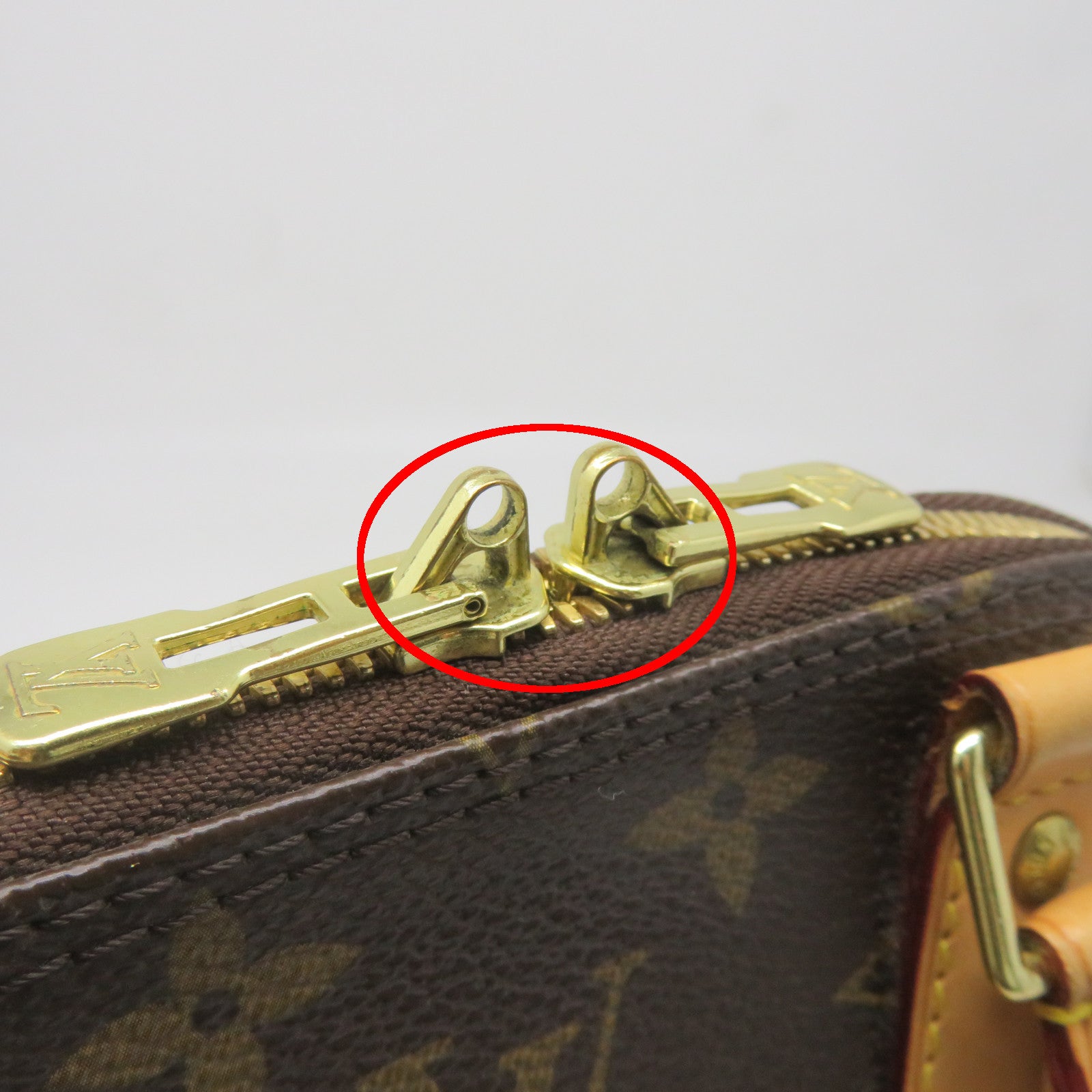 LOUIS VUITTON Monogram Alma BB Gold Buckle Shoulder Bag Brown