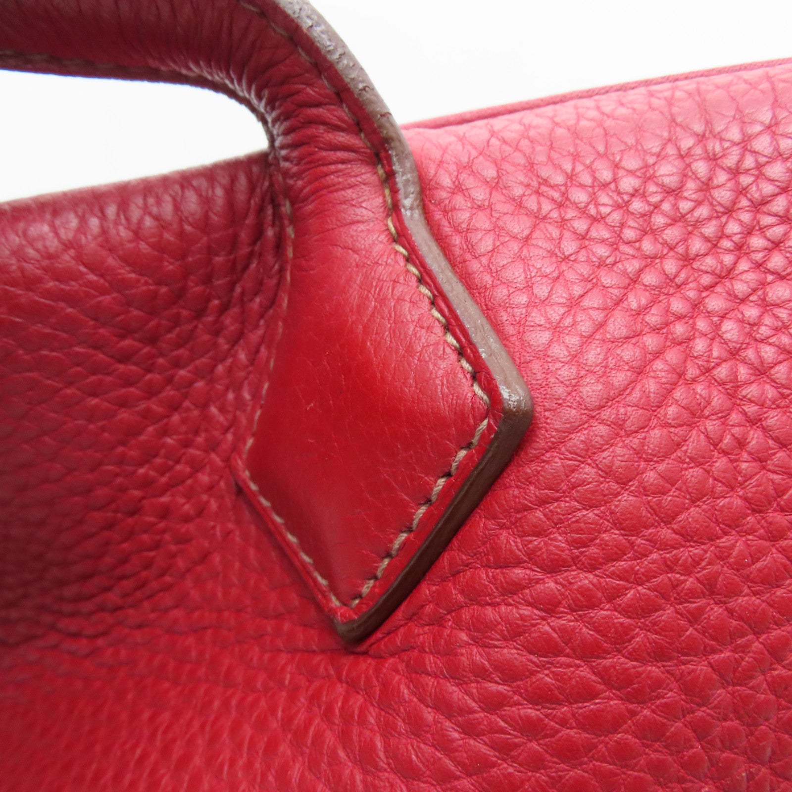 HERMES 【激减优惠】Clemence皮革Victoria银扣肩背袋Rouge Casaque/红色