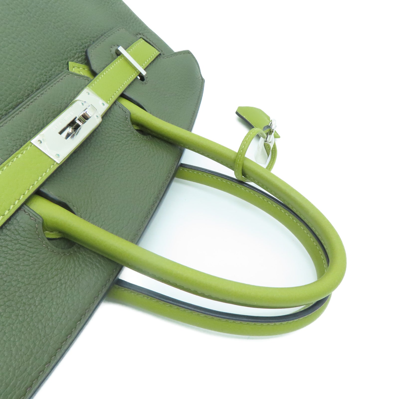 HERMES Togo皮革Birkin 30銀扣手挽袋綠色