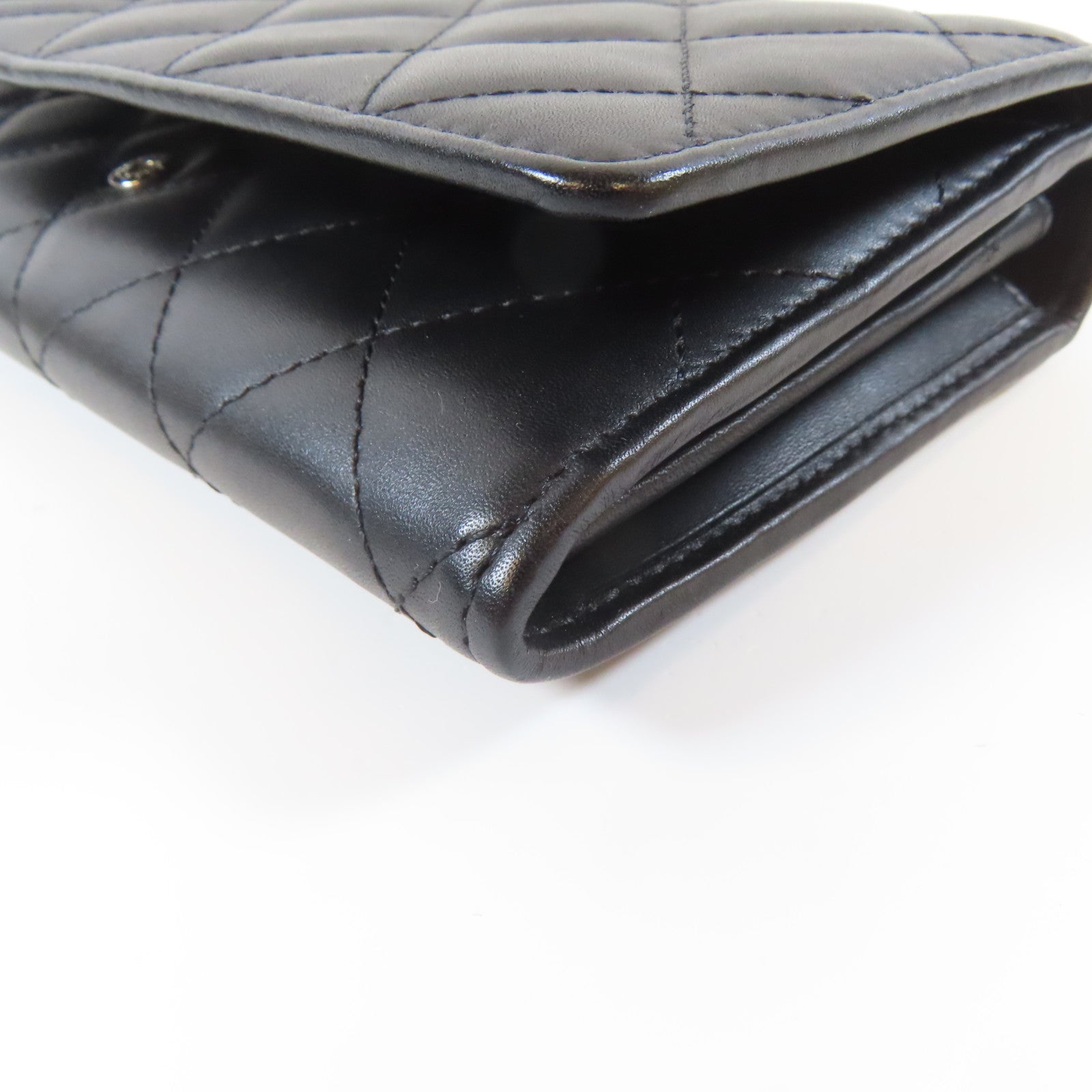 CHANEL 菱格Cambon皮革Cambon Long Wallet銀扣長錢包黑色