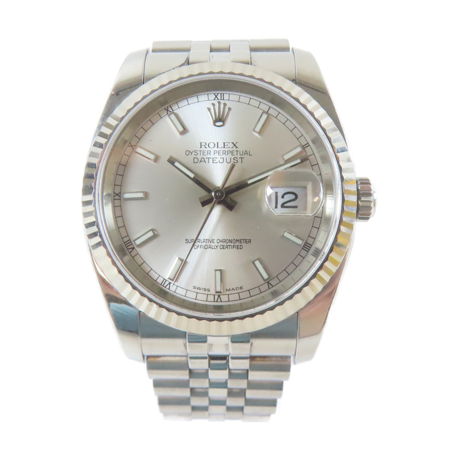 ROLEX Datejust 18K白金/不鏽鋼手錶自動機芯銀色