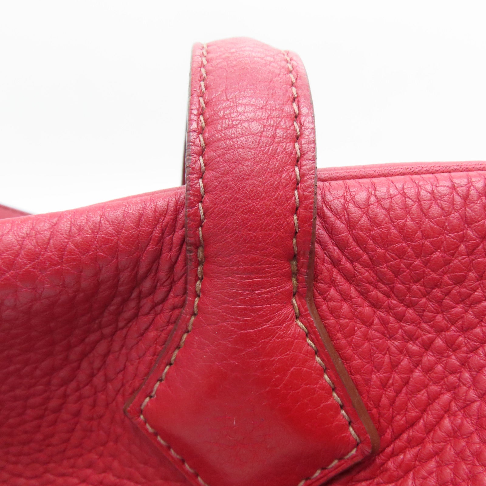 HERMES 【激减优惠】Clemence皮革Victoria银扣肩背袋Rouge Casaque/红色