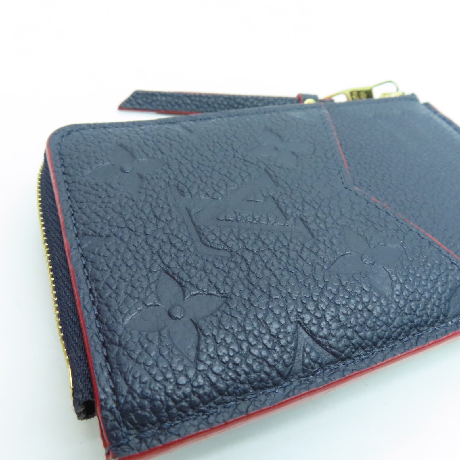 LOUIS VUITTON Monogram Empreinte Recto Verso金扣卡片包蓝色/红色