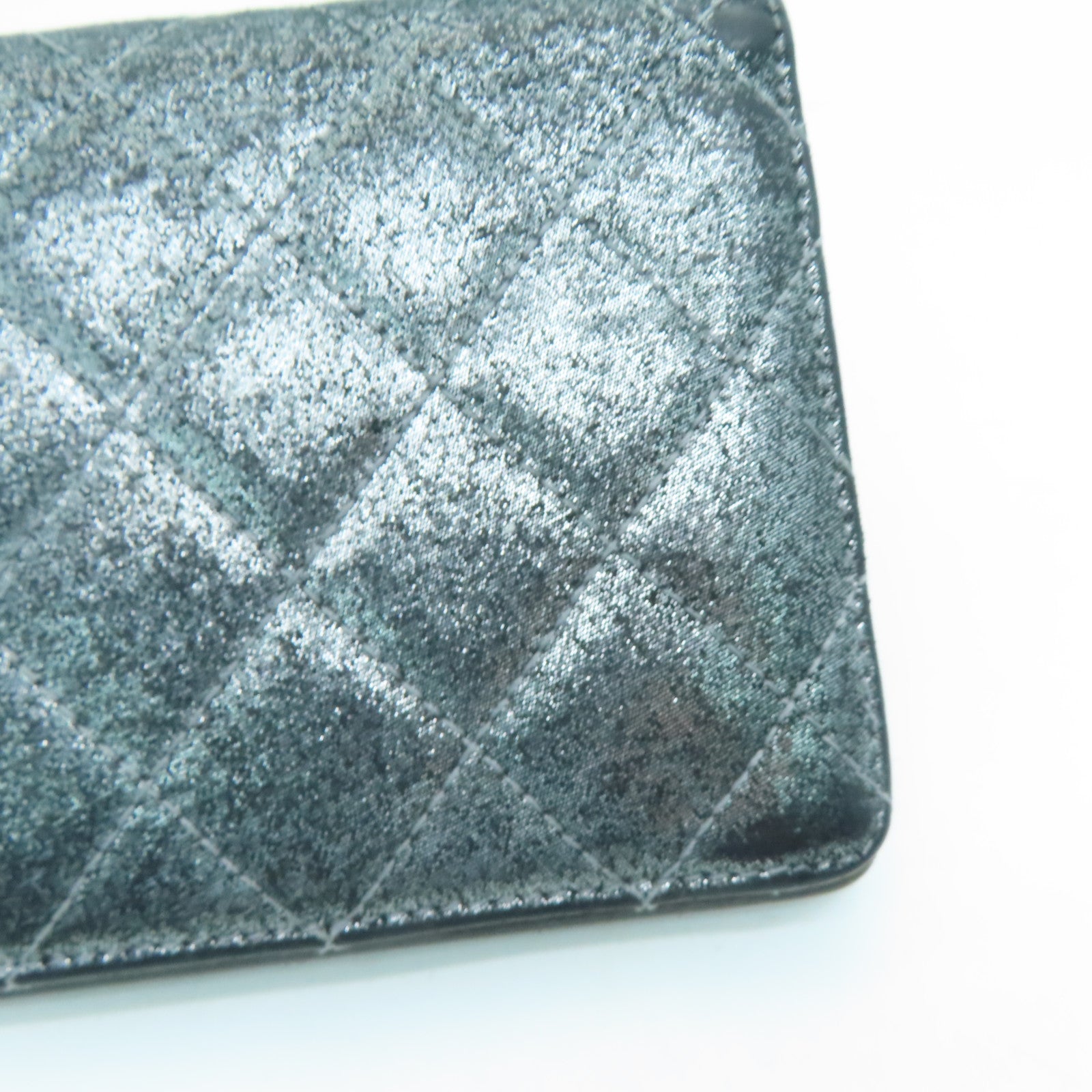 CHANEL 菱格牛皮皮革Long Wallet長錢包銀色