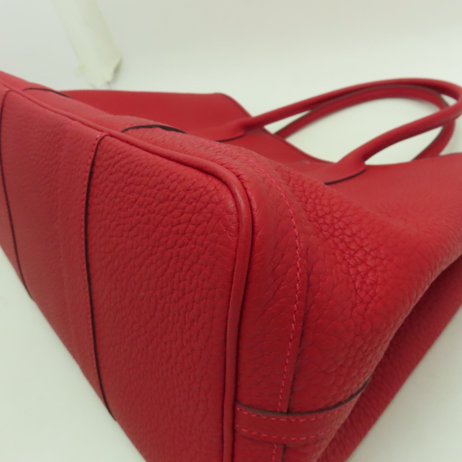 HERMES Negonda皮革GardenParty PM銀扣手挽袋紅色