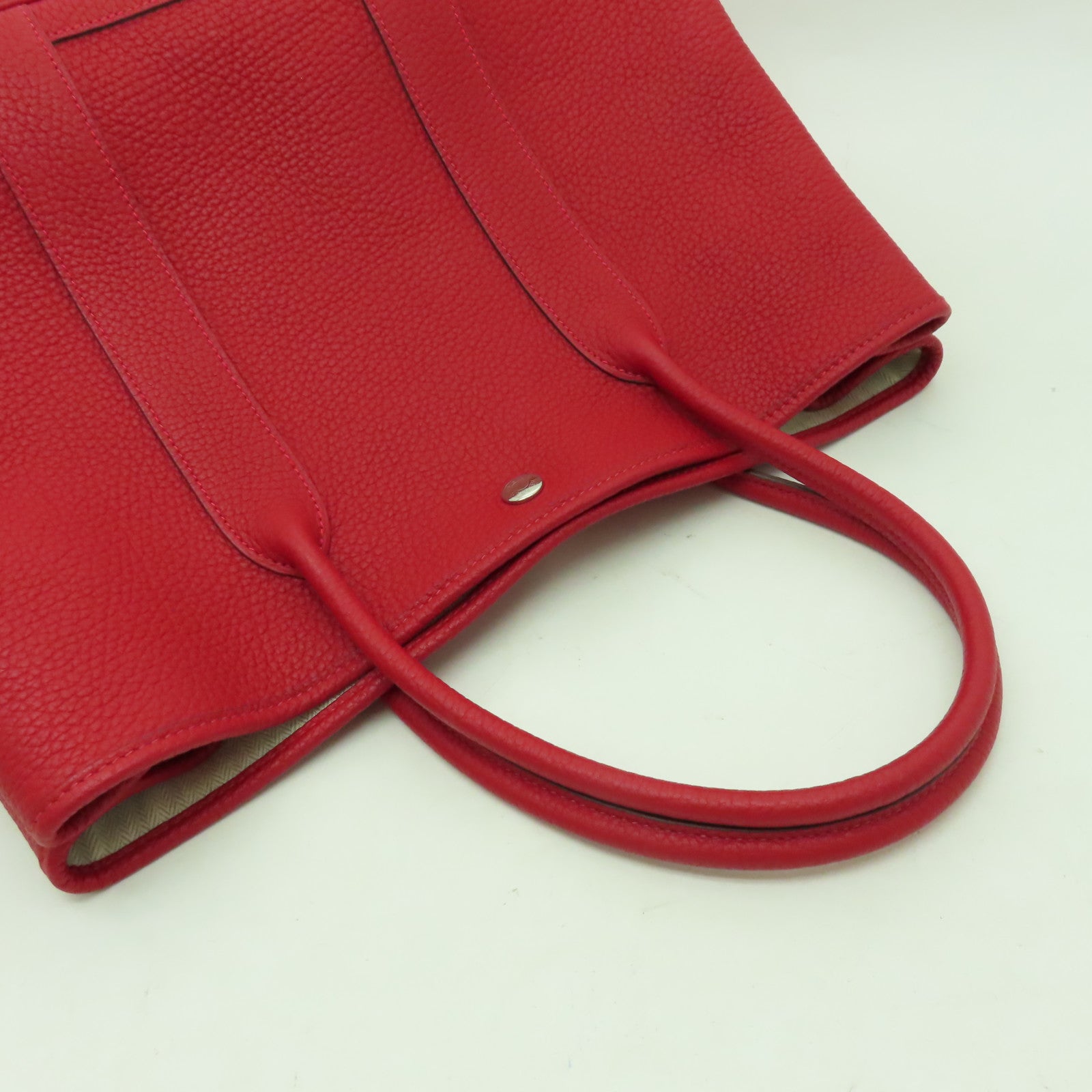 HERMES Negonda皮革GardenParty PM銀扣手挽袋紅色