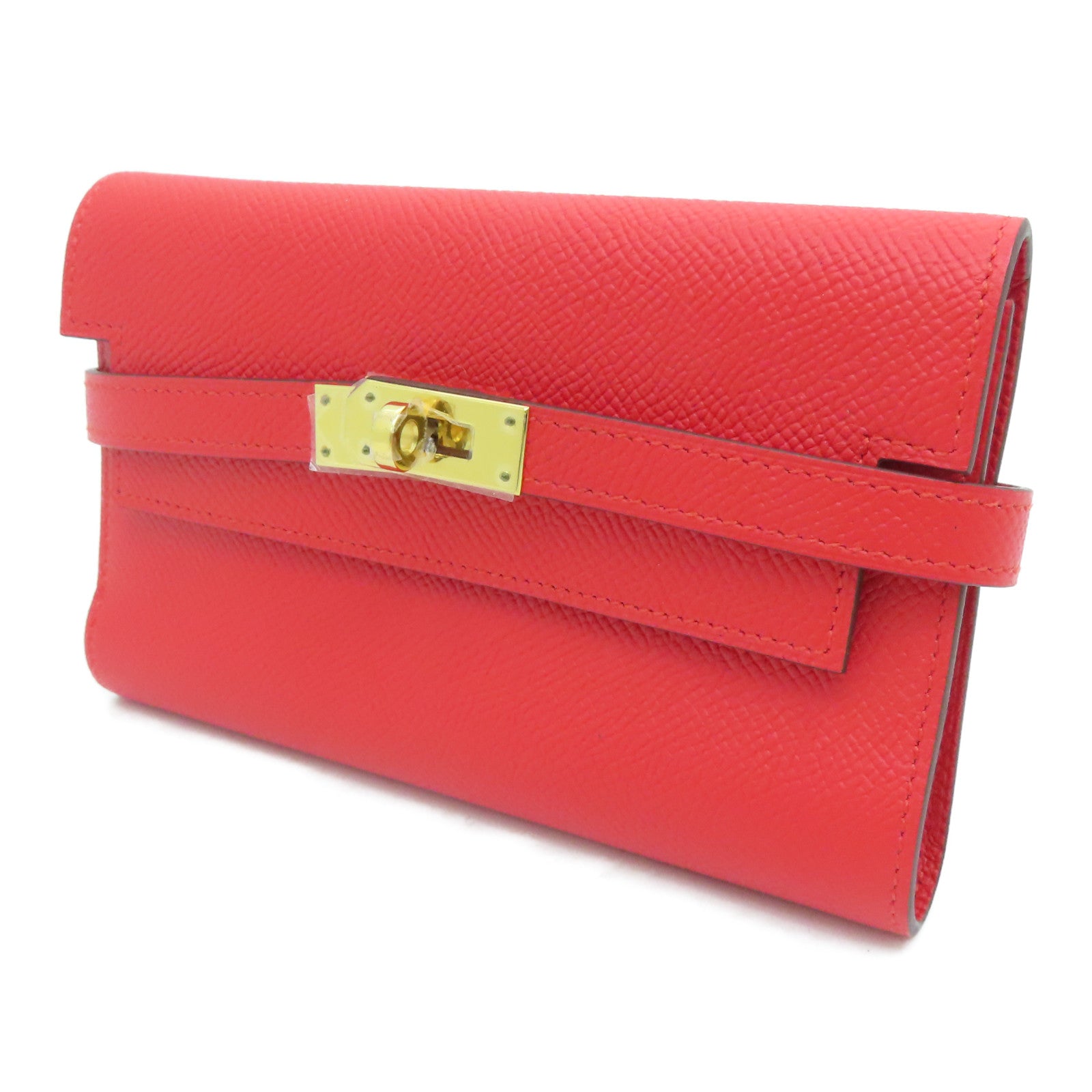 HERMES 【激减优惠】Epsom皮革Kelly Short Wallet钱包红色