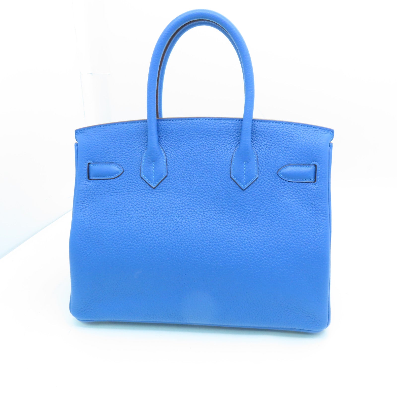 HERMES Togo Leather Birkin 30 Gold Buckle Handle Bag Nixon Blue