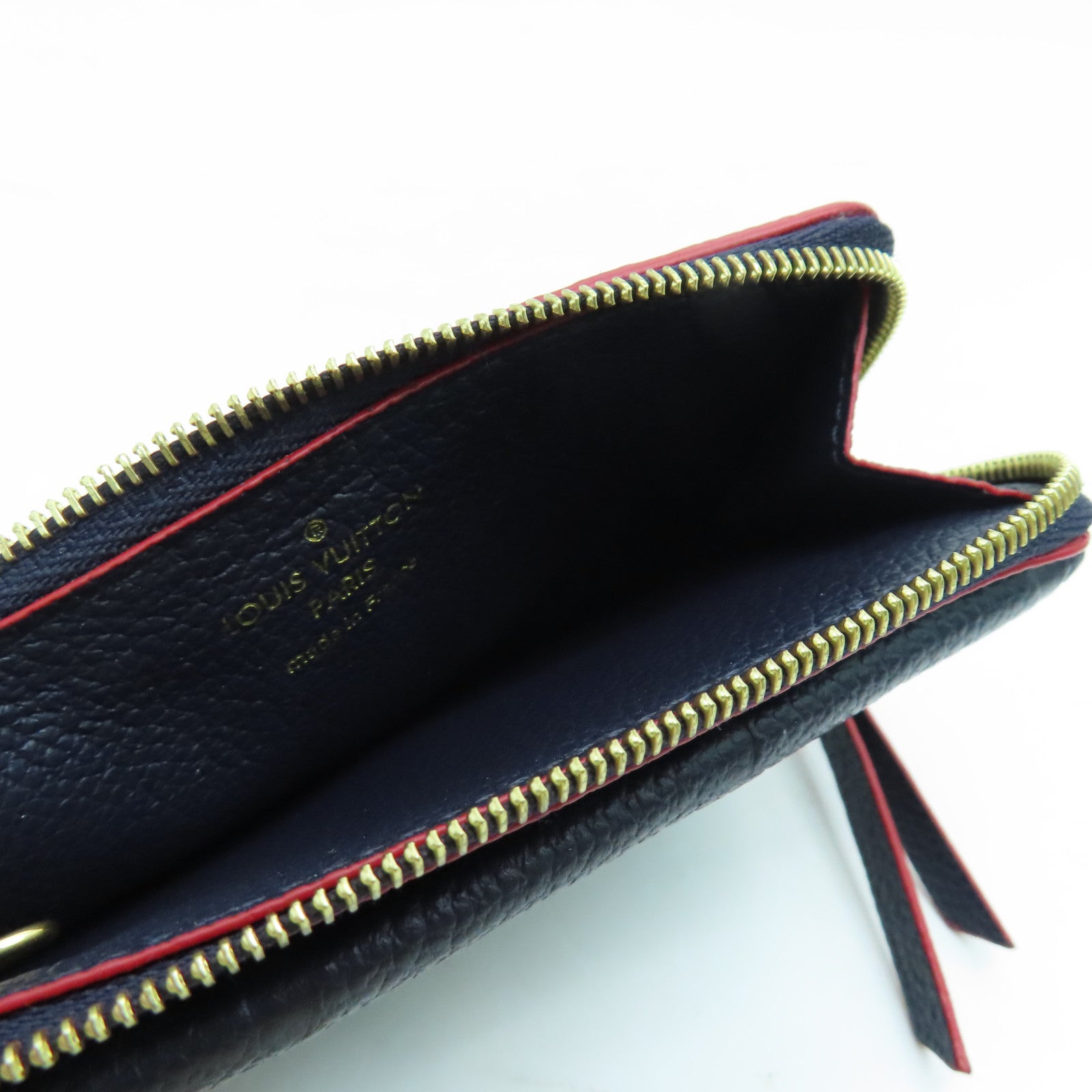 LOUIS VUITTON Monogram Empreinte Recto Verso金扣卡片包蓝色/红色