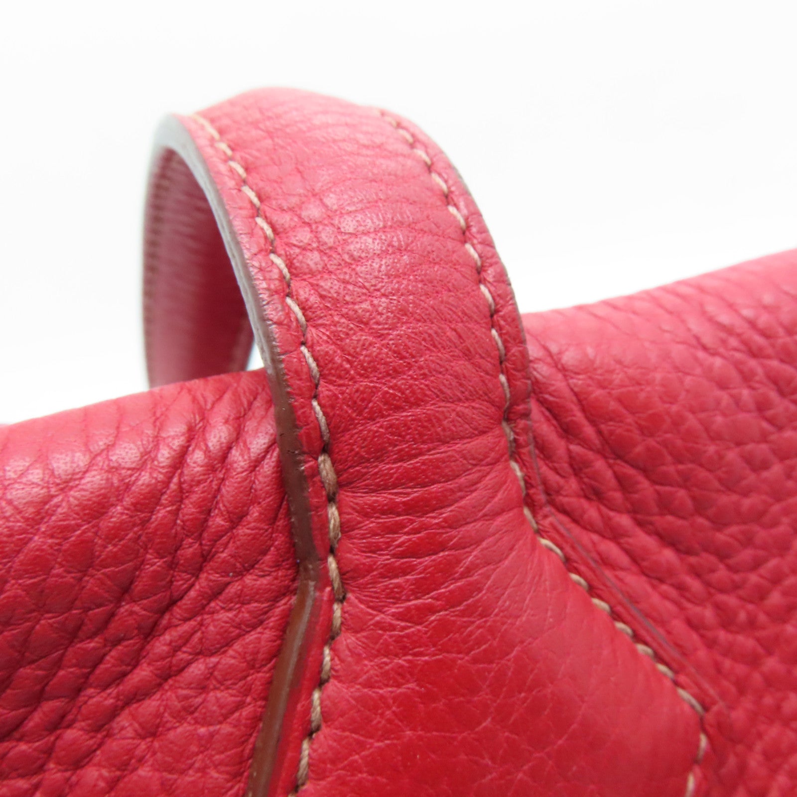 HERMES 【激减优惠】Clemence皮革Victoria银扣肩背袋Rouge Casaque/红色