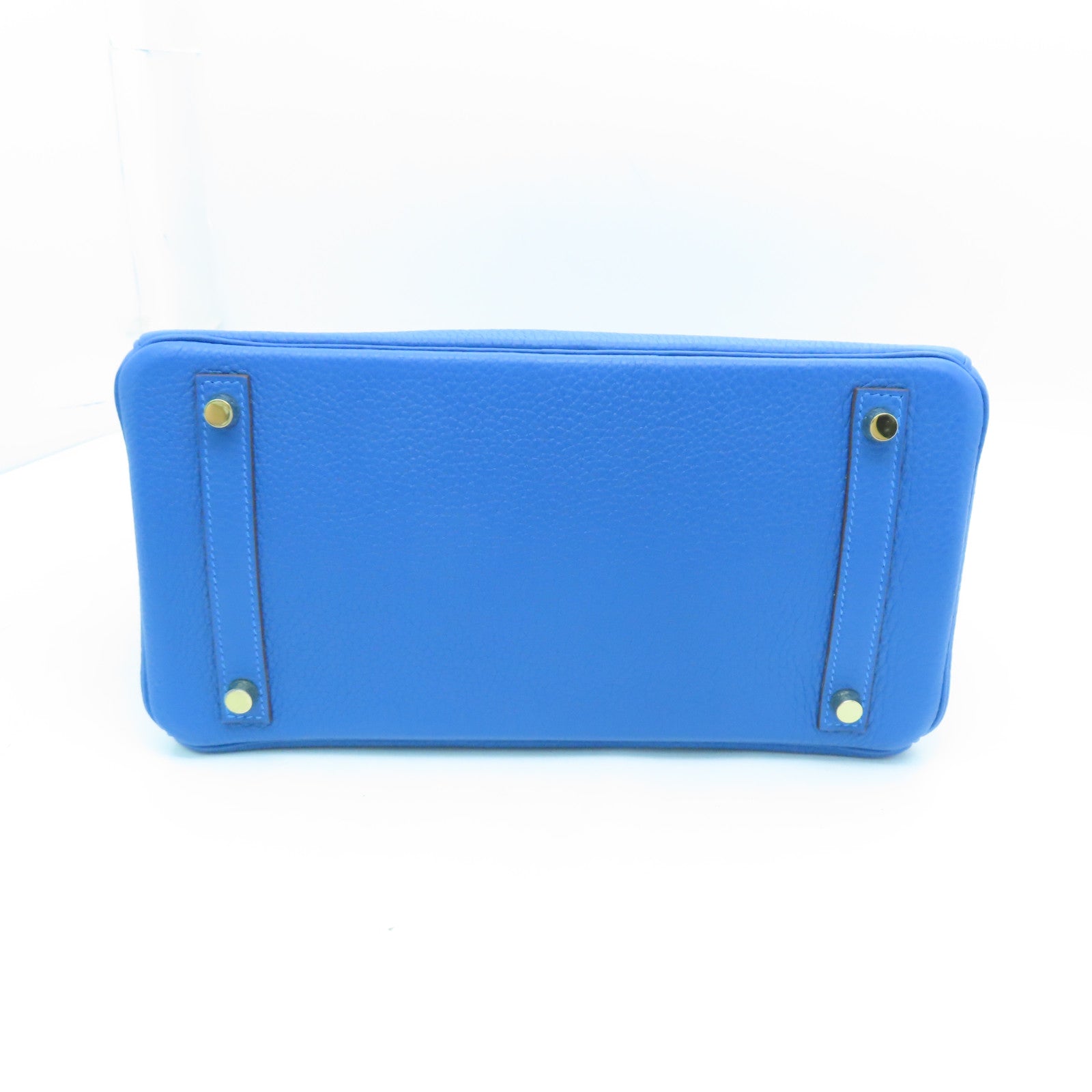 HERMES Togo Leather Birkin 30 Gold Buckle Handle Bag Nixon Blue