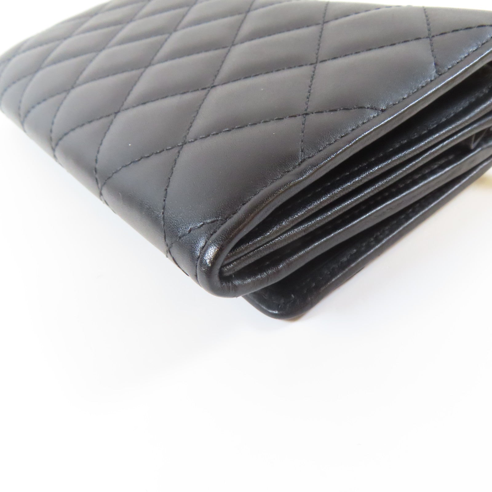 CHANEL 菱格Cambon皮革Cambon Long Wallet銀扣長錢包黑色