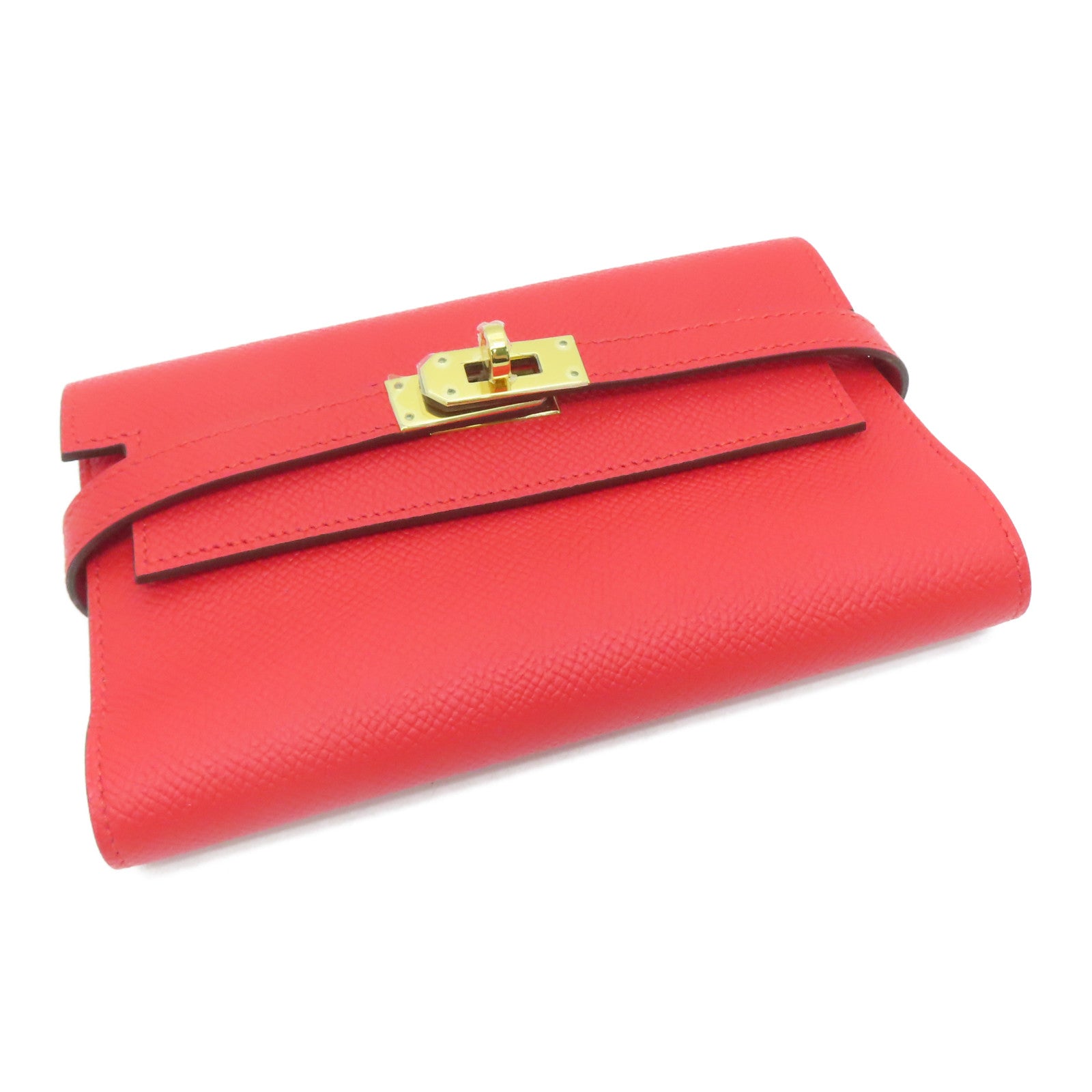 HERMES 【激减优惠】Epsom皮革Kelly Short Wallet钱包红色