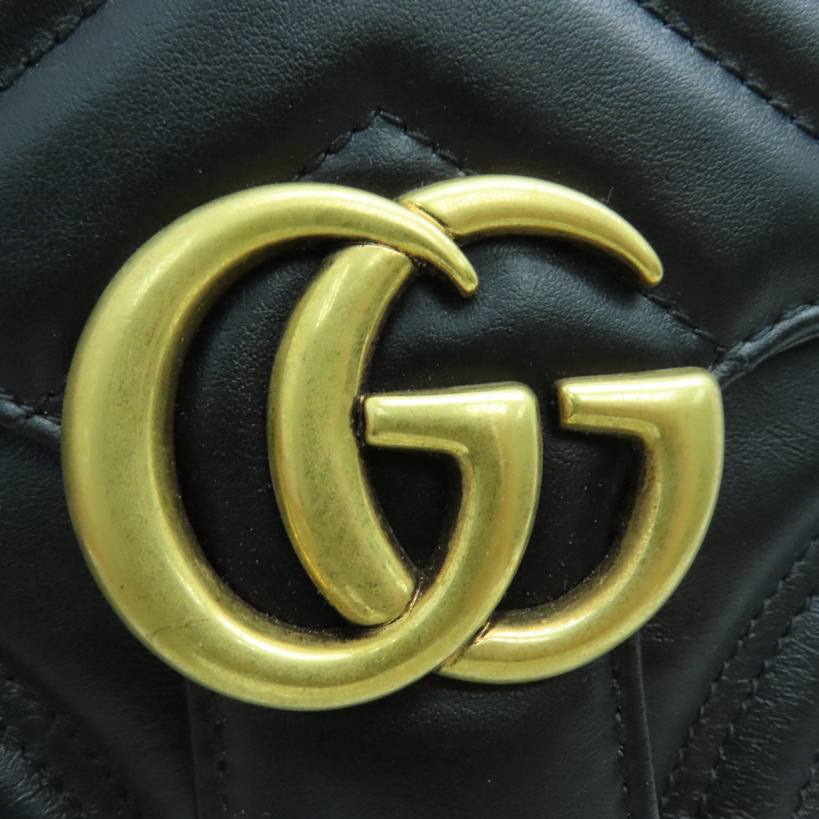 GUCCI 牛皮皮革GG Marmont金扣手挽肩背兩用袋黑色