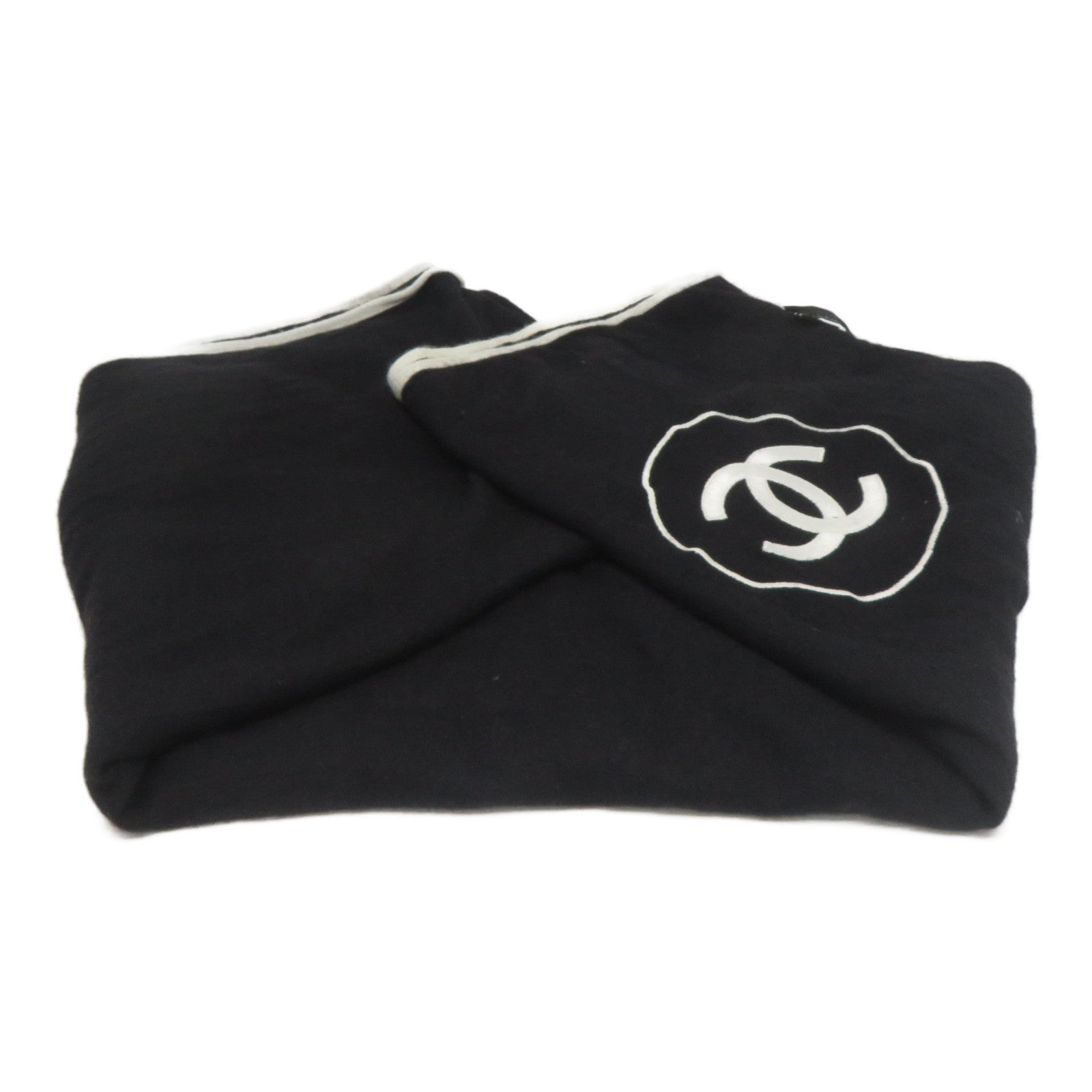 CHANEL 羊絨/絲質Scarf圍巾黑色/白色
