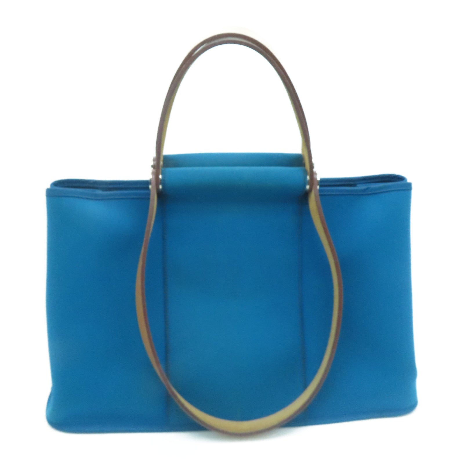 HERMES [Sharp Discount] Canvas CaBag Silver Buckle Shoulder Bag Blue