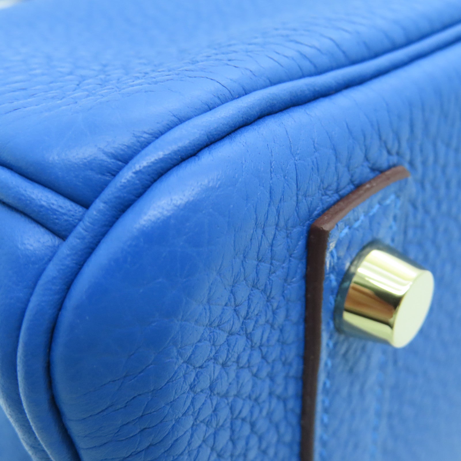 HERMES Togo Leather Birkin 30 Gold Buckle Handle Bag Nixon Blue