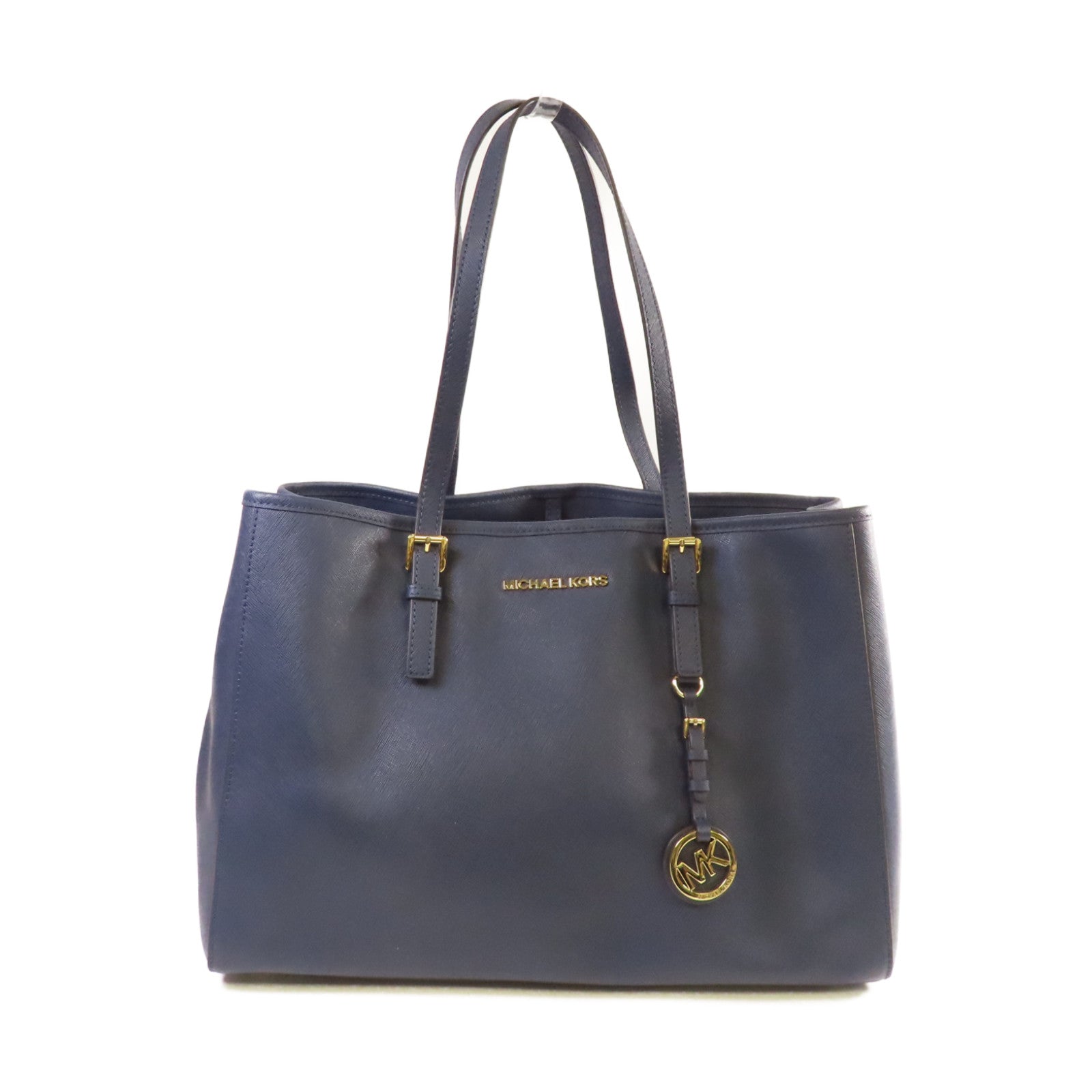 Michael Kors 牛皮皮革Tote Bag金扣肩背袋藍色