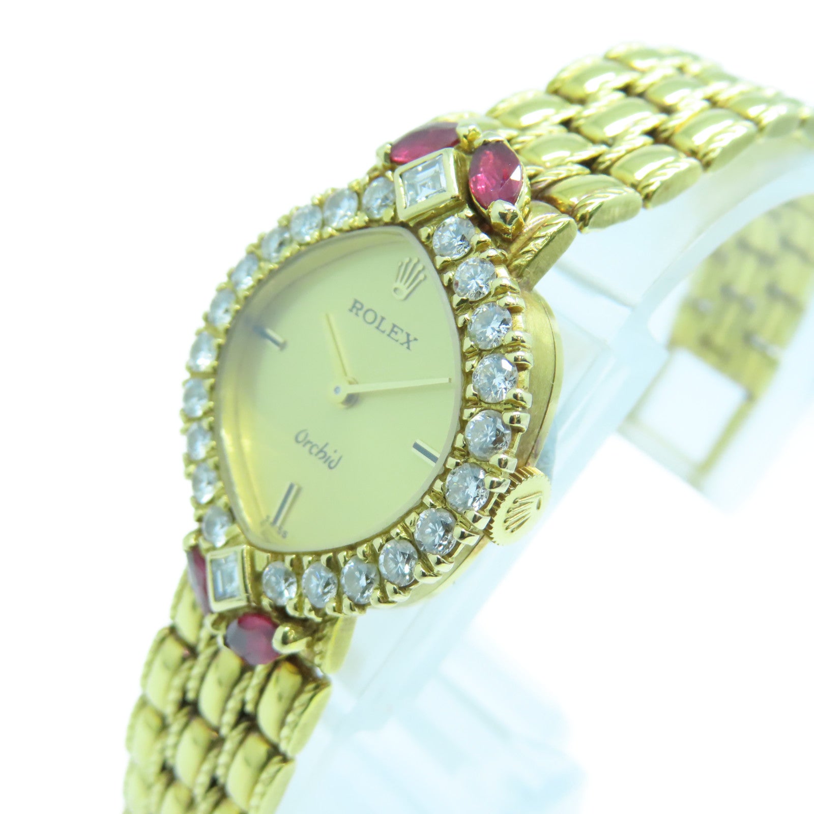 ROLEX Orchid 18K黃金手錶金色