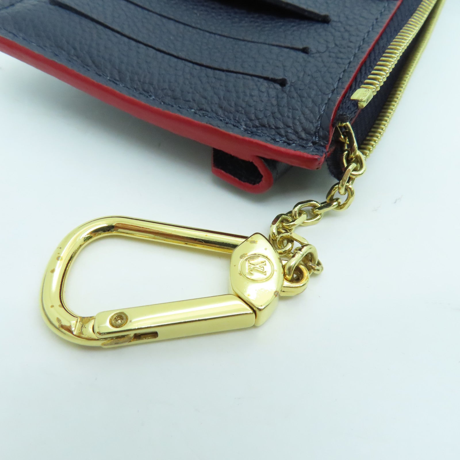 LOUIS VUITTON Monogram Empreinte Recto Verso金扣卡片包蓝色/红色