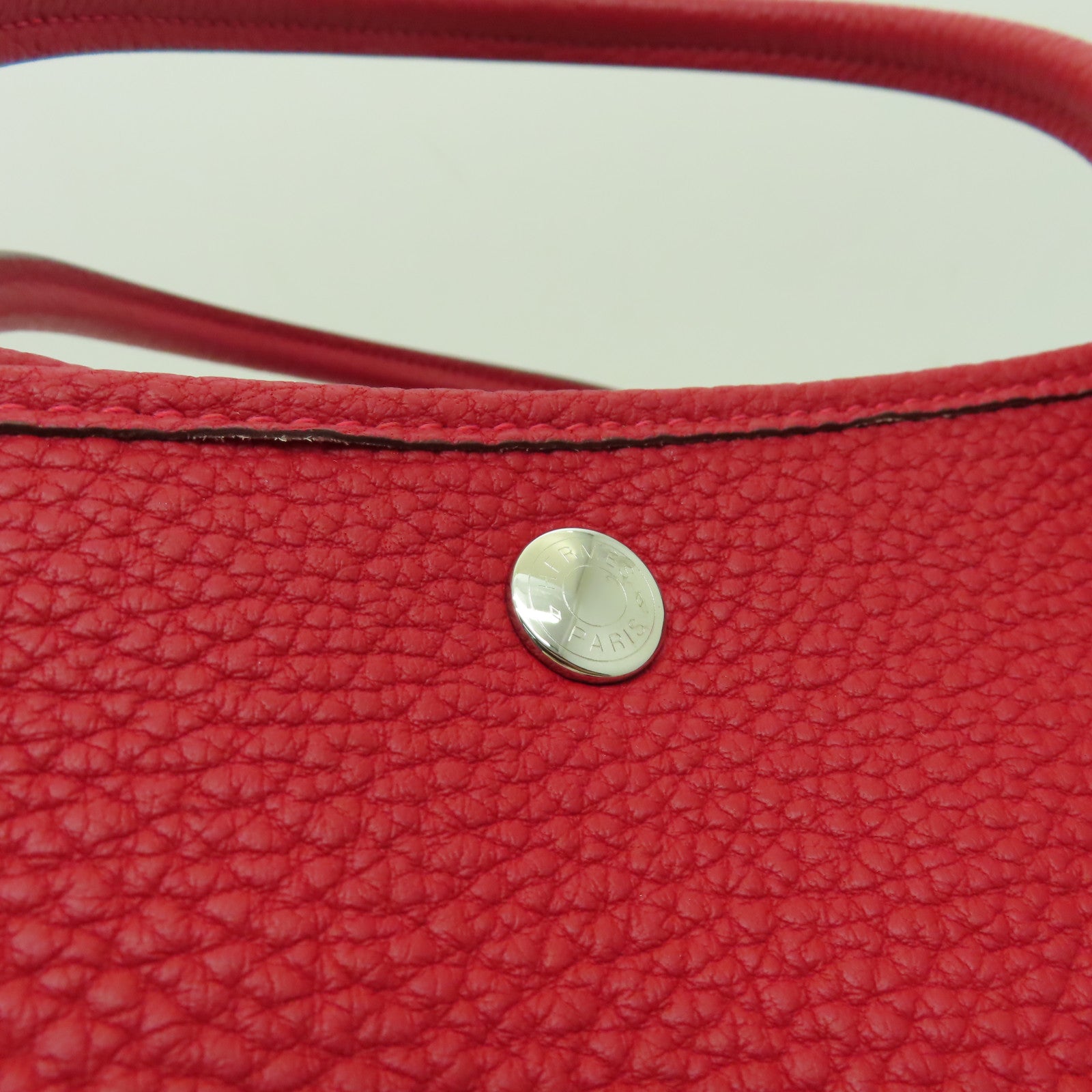 HERMES Negonda皮革GardenParty PM銀扣手挽袋紅色