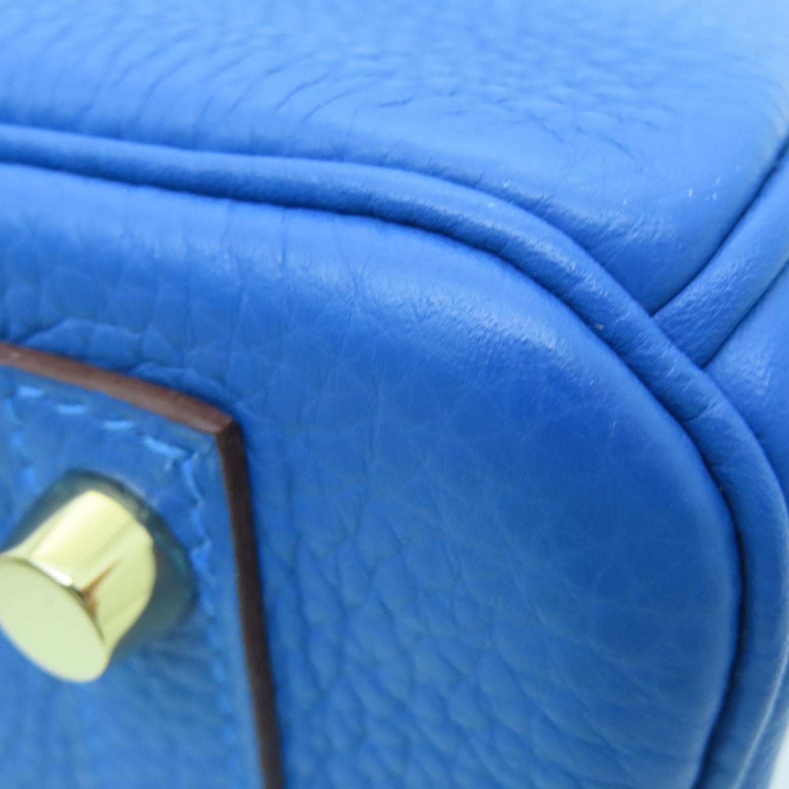 HERMES Togo Leather Birkin 30 Gold Buckle Handle Bag Nixon Blue