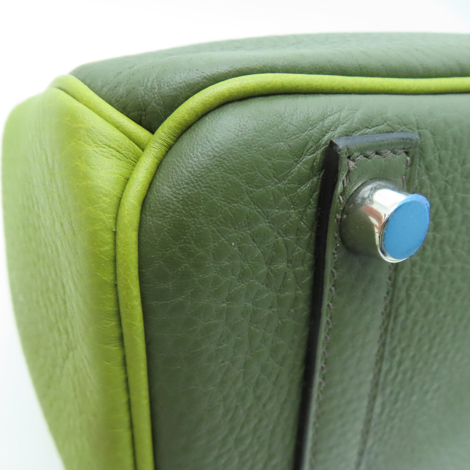 HERMES Togo皮革Birkin 30銀扣手挽袋綠色