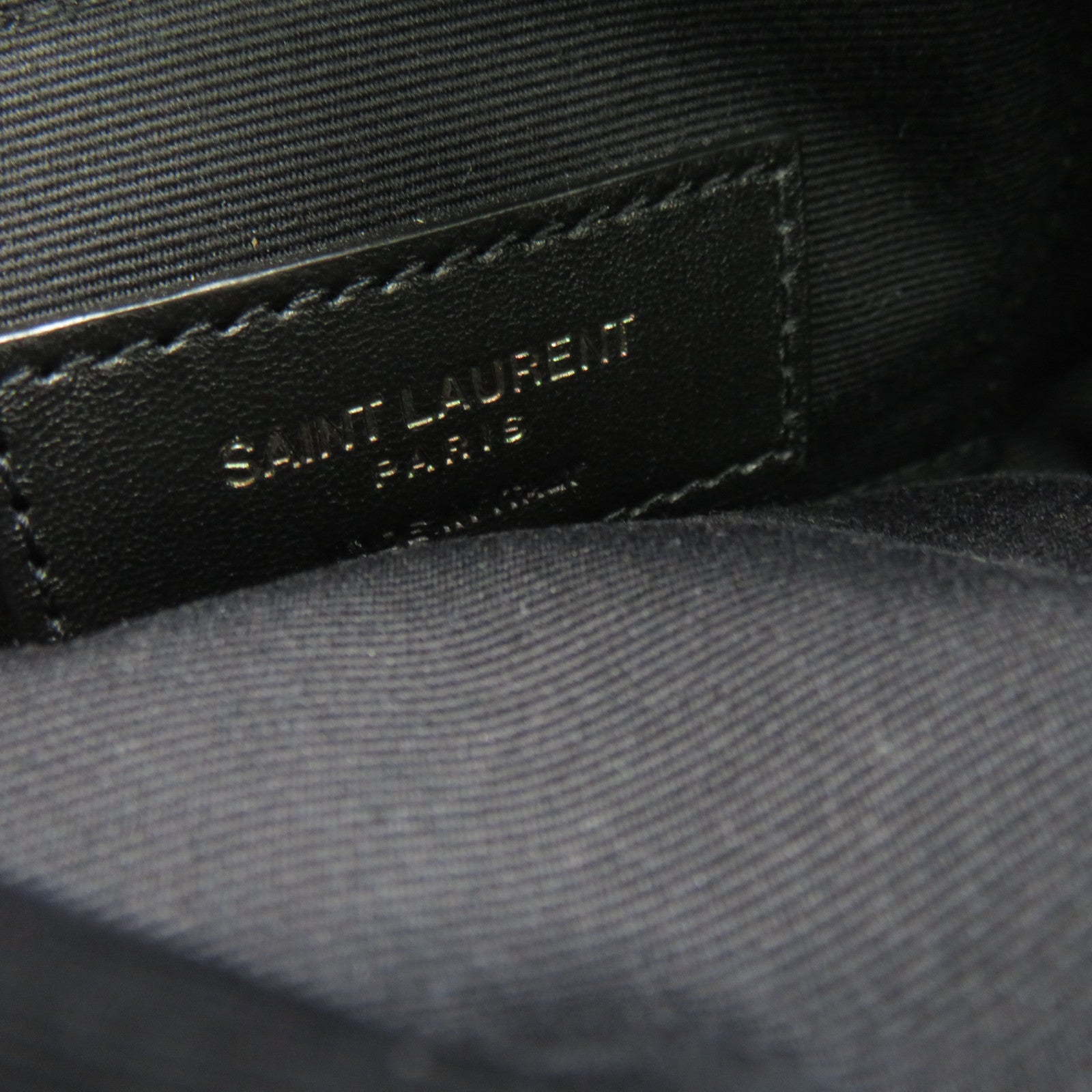 YVES SAINT LAURENT 菱格牛皮皮革Chain Shoulder銀扣鏈帶肩背袋黑色