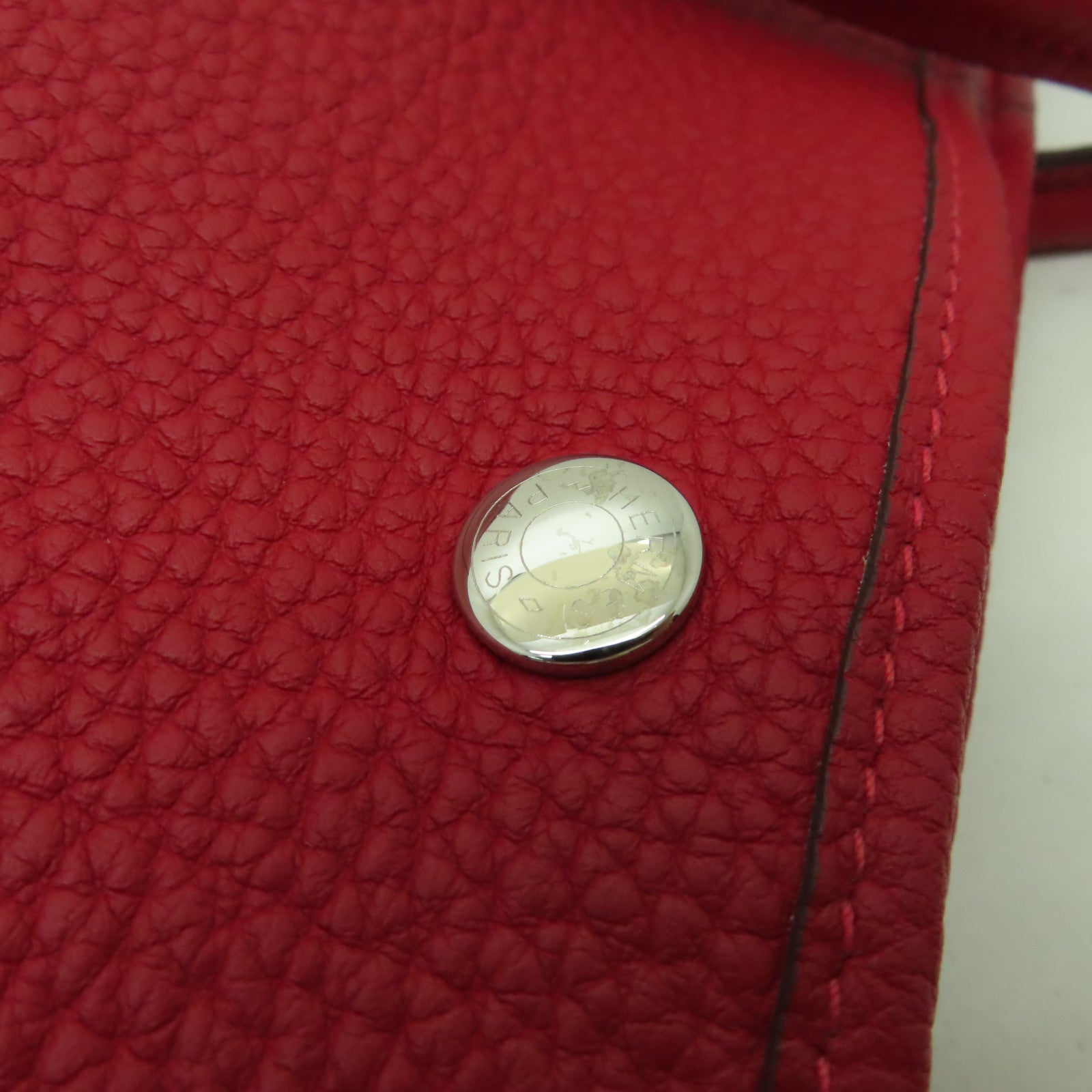 HERMES Negonda皮革GardenParty PM銀扣手挽袋紅色
