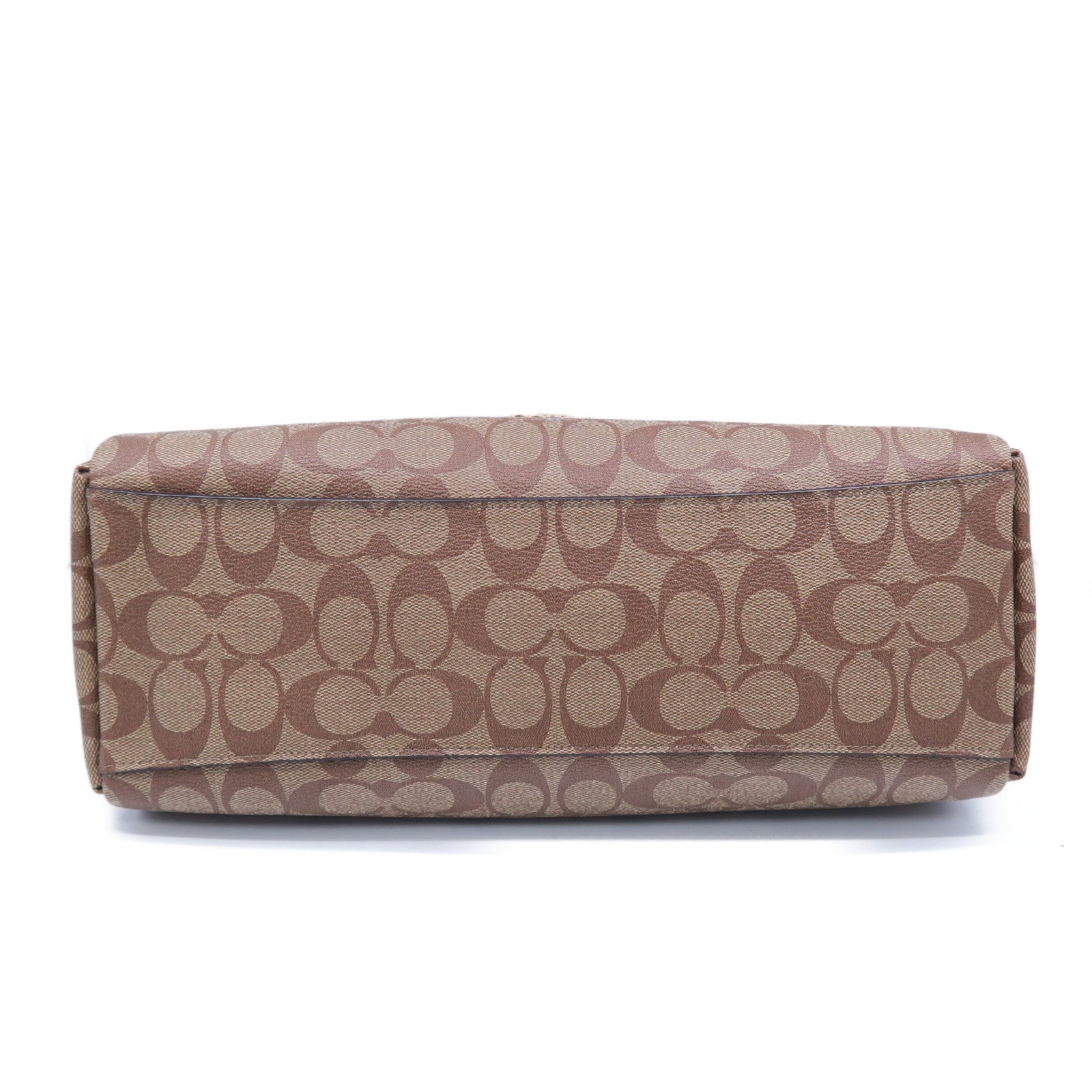 COACH 塗層帆布2 Way Shoulder Bag金扣手挽肩背兩用袋啡色/米色