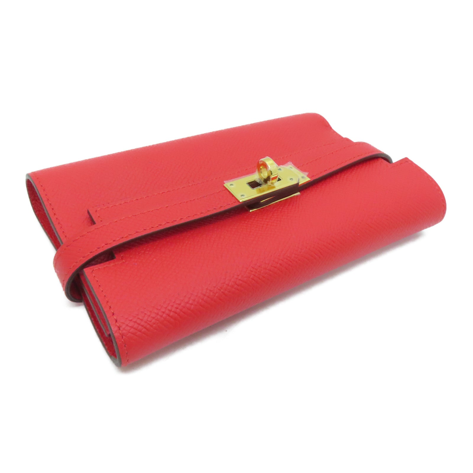 HERMES 【激减优惠】Epsom皮革Kelly Short Wallet钱包红色