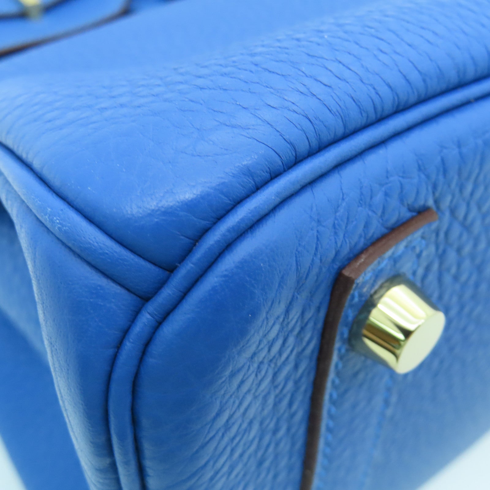 HERMES Togo Leather Birkin 30 Gold Buckle Handle Bag Nixon Blue