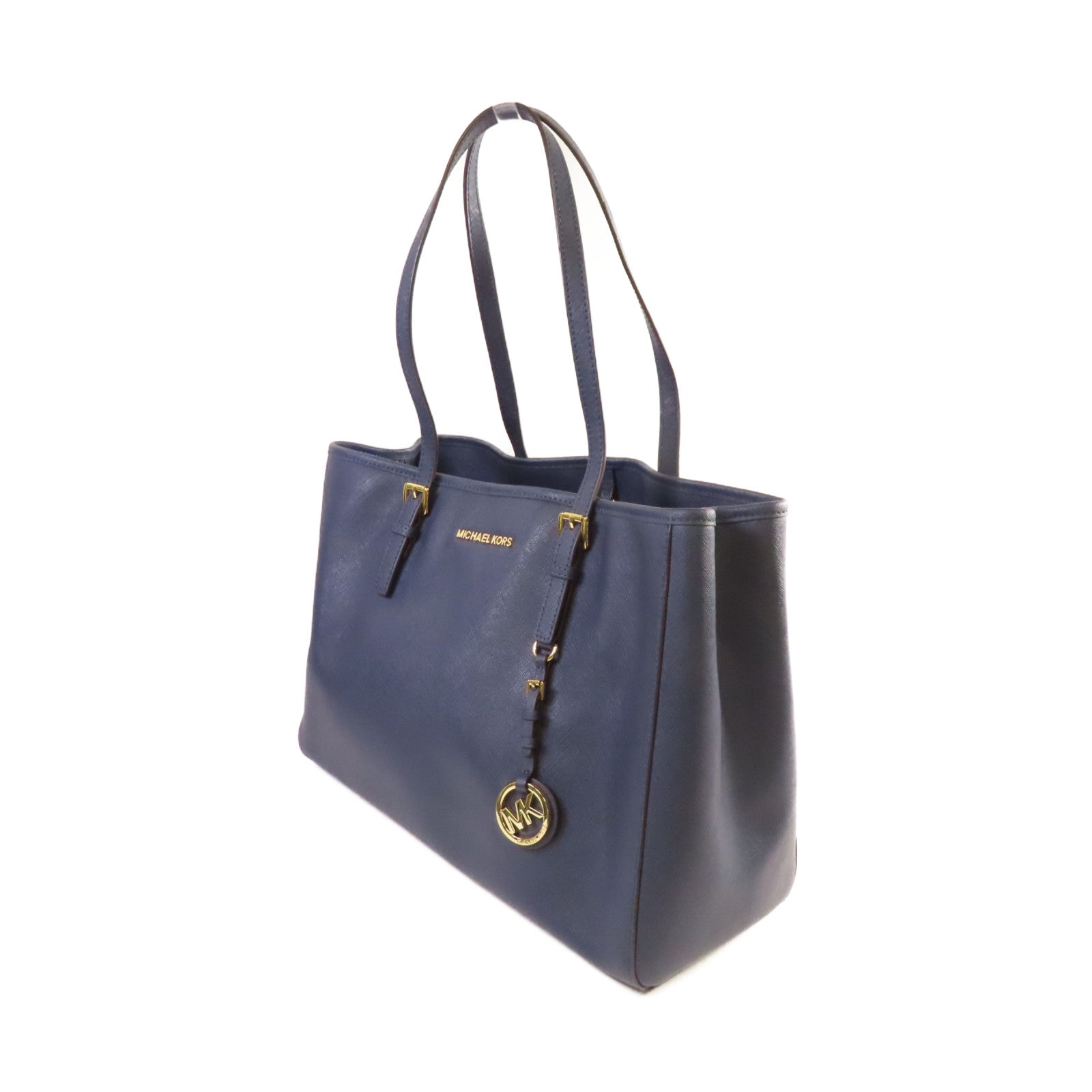 Michael Kors 牛皮皮革Tote Bag金扣肩背袋藍色