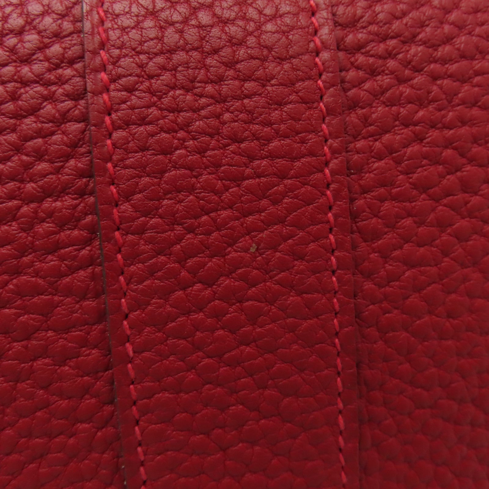 HERMES Negonda皮革GardenParty PM銀扣手挽袋紅色
