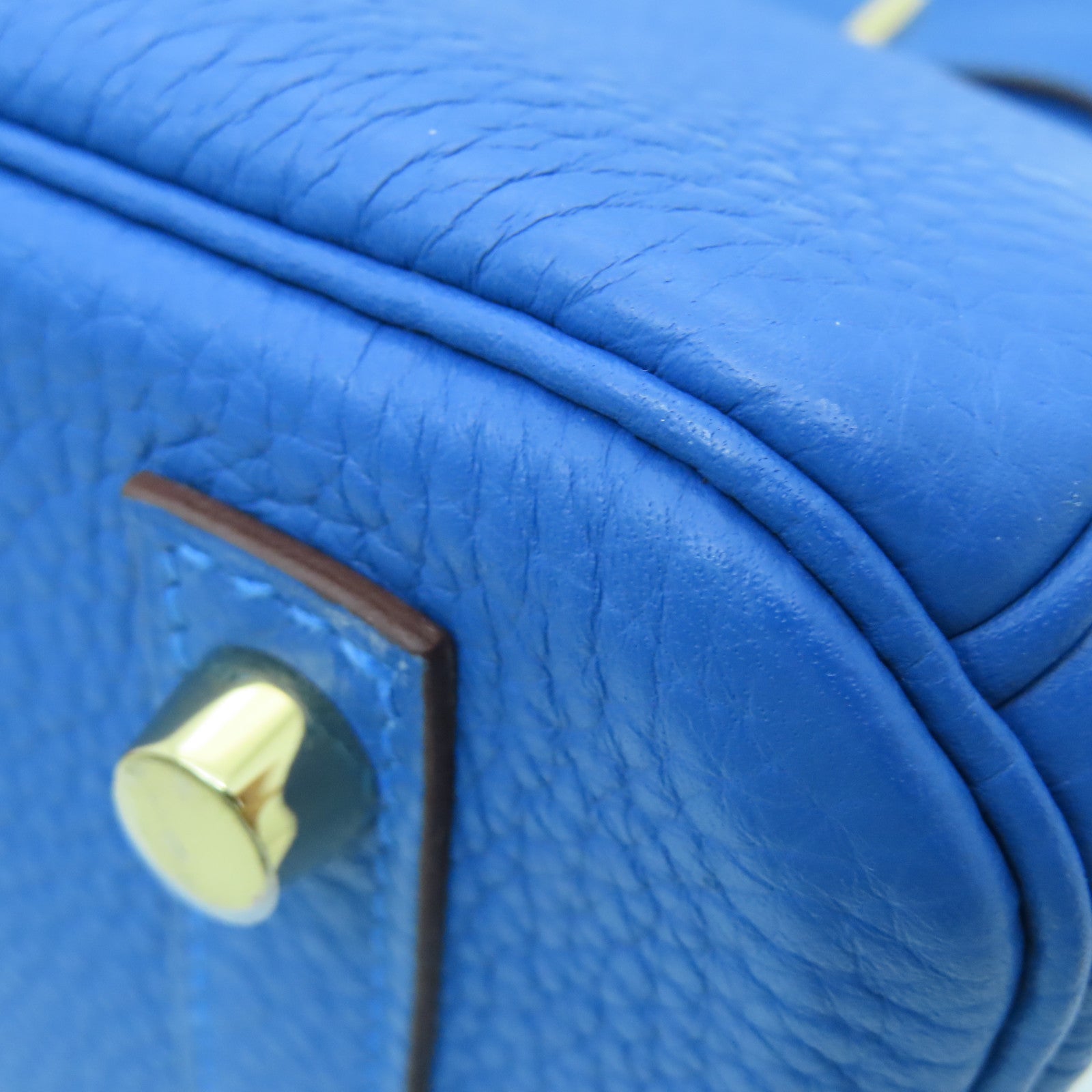 HERMES Togo Leather Birkin 30 Gold Buckle Handle Bag Nixon Blue