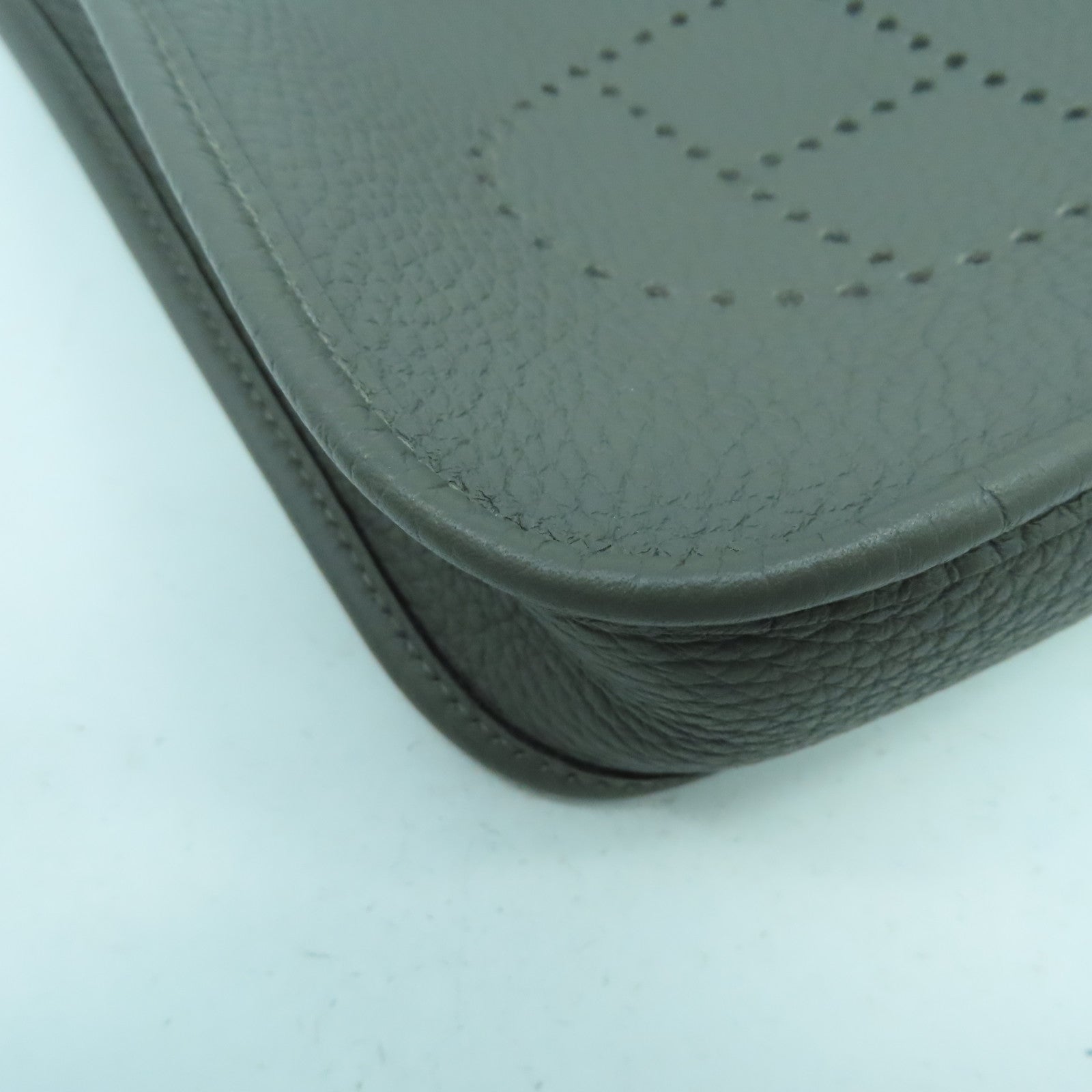 HERMES Clemence皮革Evelyne TPM金扣肩背袋Etain錫器灰色