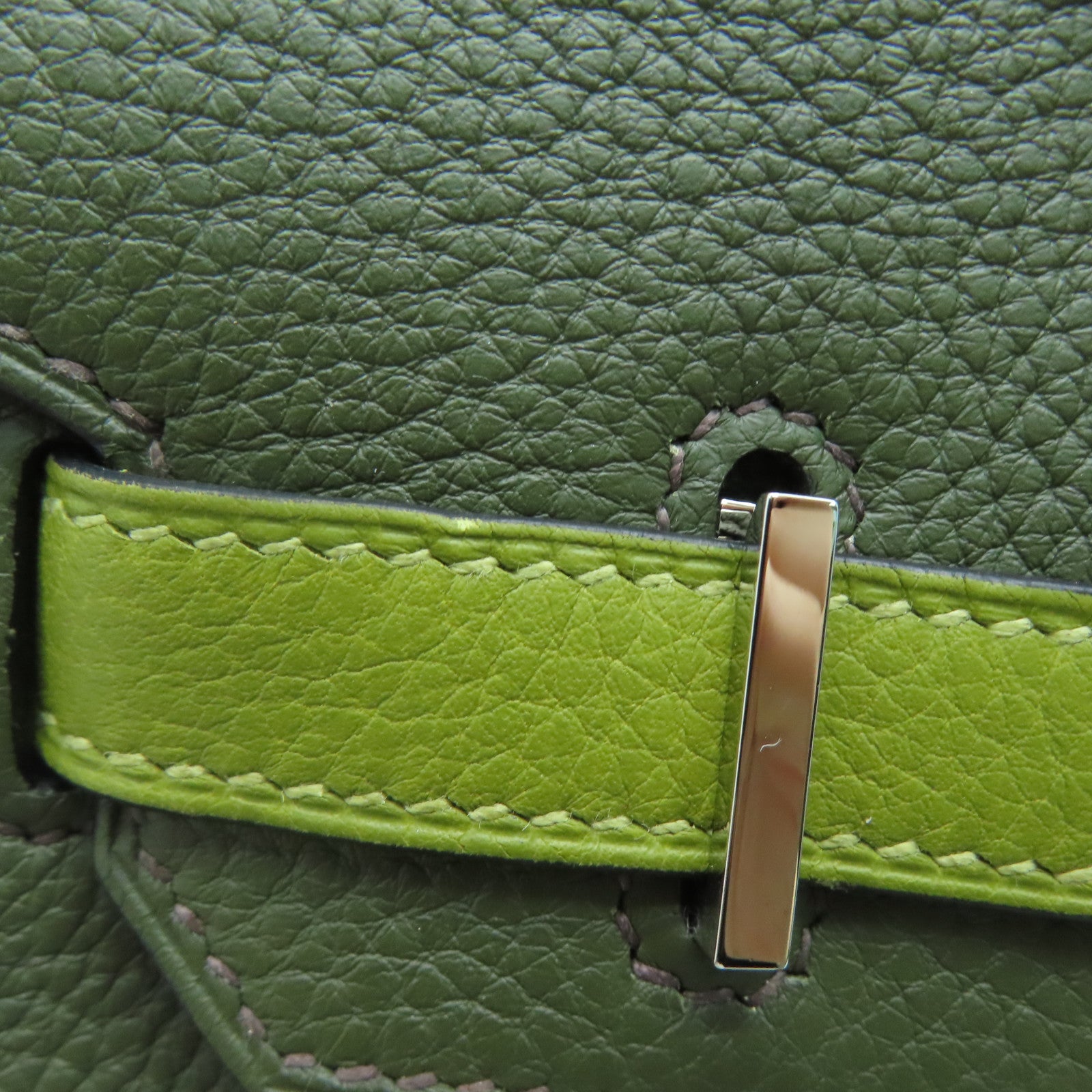 HERMES Togo皮革Birkin 30銀扣手挽袋綠色