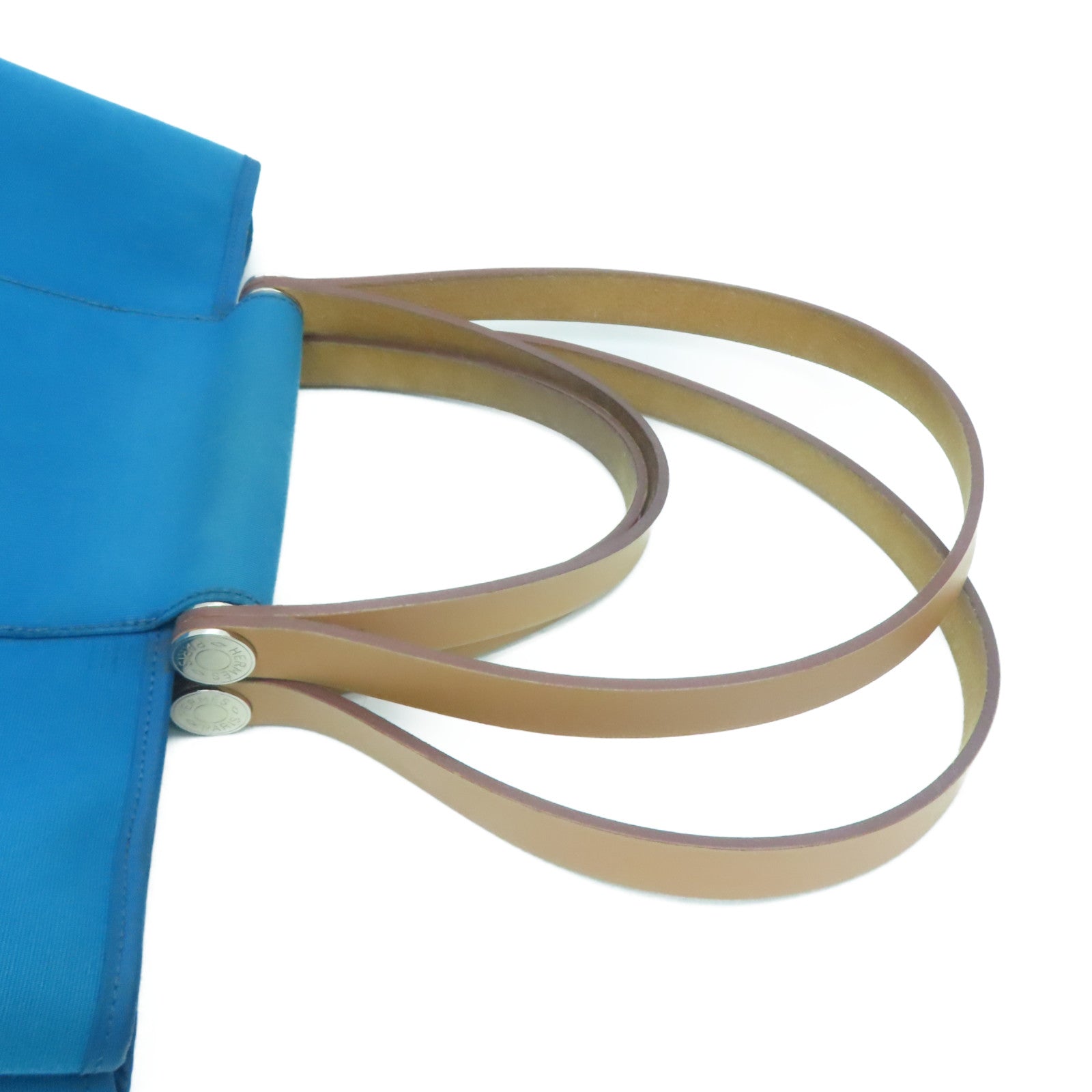 HERMES [Sharp Discount] Canvas CaBag Silver Buckle Shoulder Bag Blue