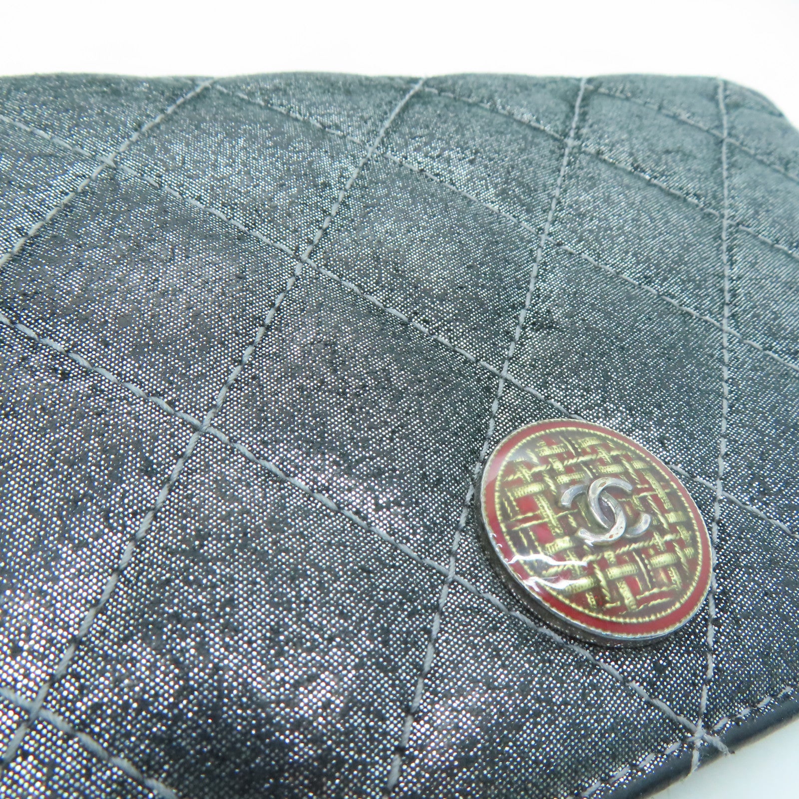CHANEL 菱格牛皮皮革Long Wallet長錢包銀色