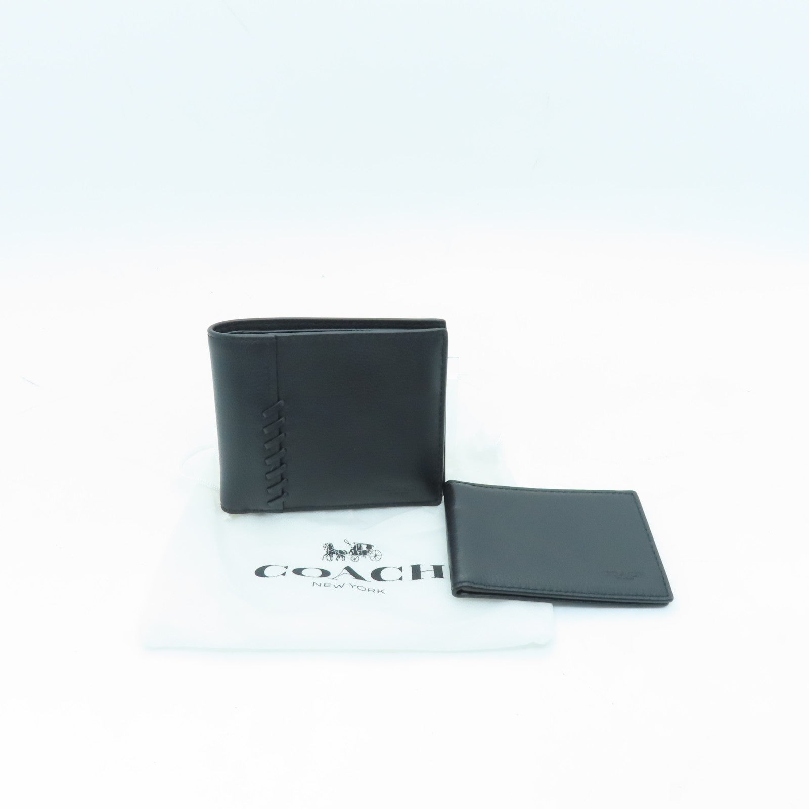 COACH Cowhide Leather Wallet Black