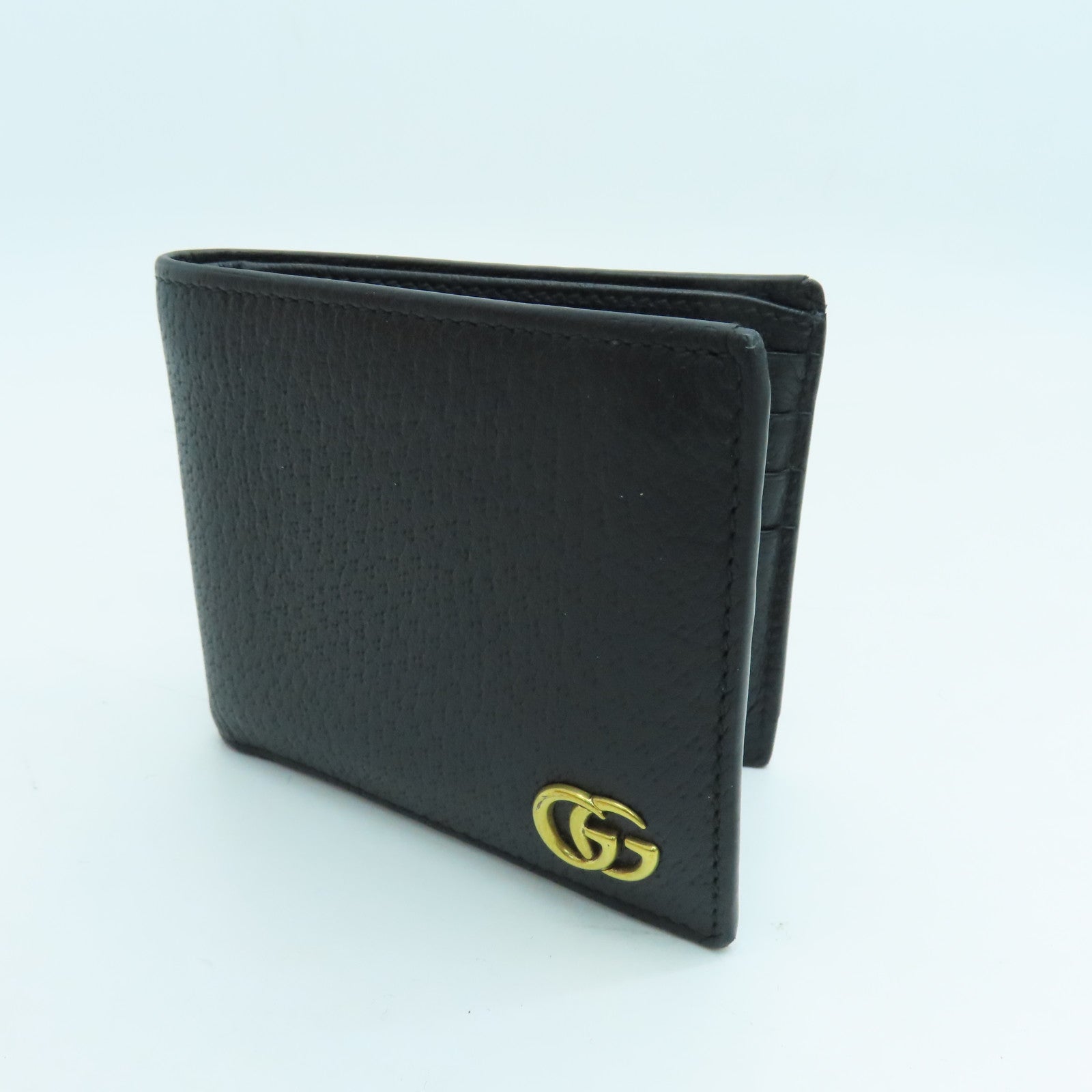 GUCCI 牛皮皮革GG Marmont Wallet金扣钱包黑色