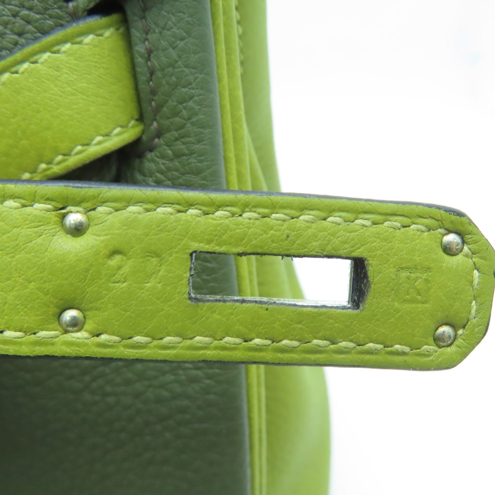 HERMES Togo皮革Birkin 30銀扣手挽袋綠色