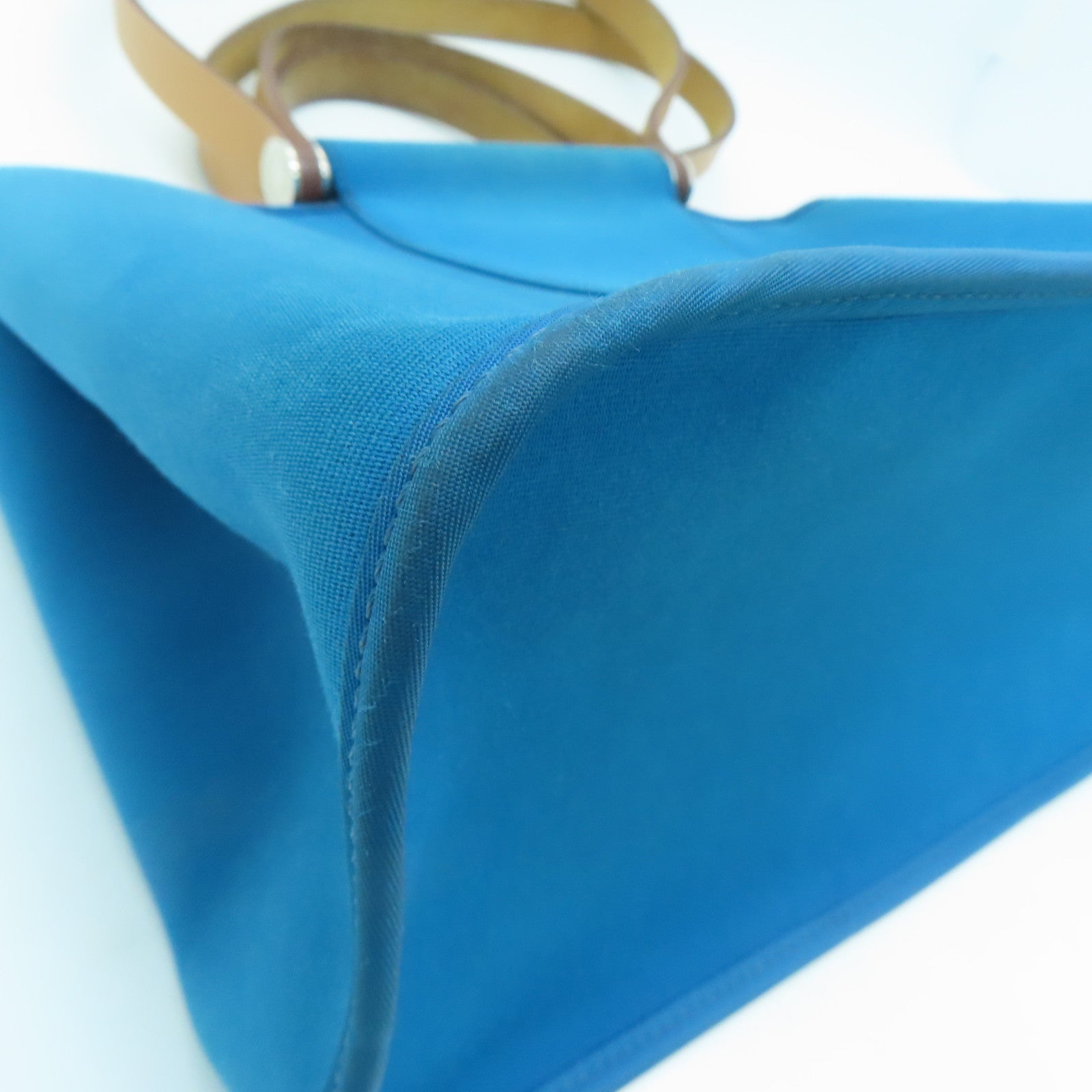 HERMES [Sharp Discount] Canvas CaBag Silver Buckle Shoulder Bag Blue