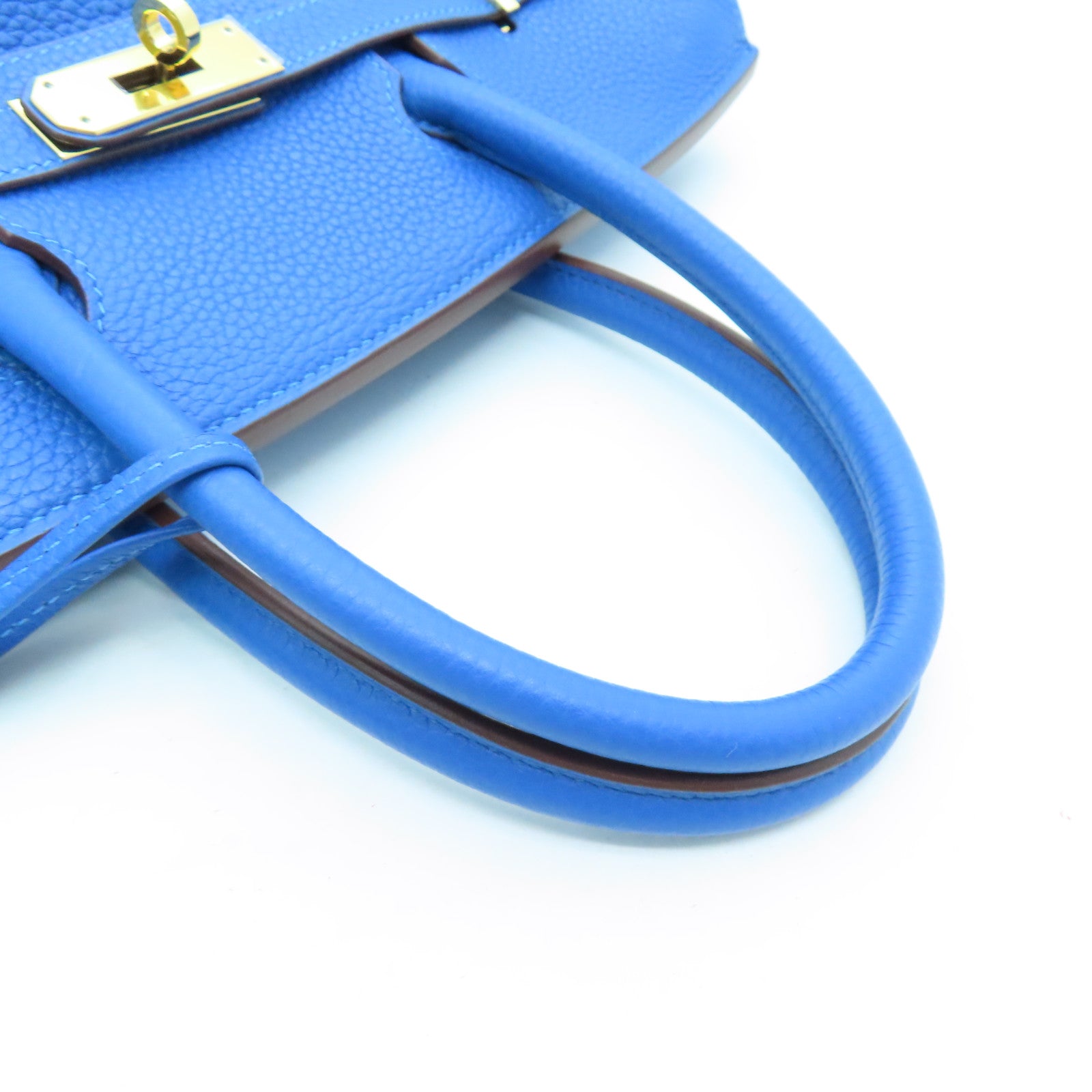 HERMES Togo Leather Birkin 30 Gold Buckle Handle Bag Nixon Blue