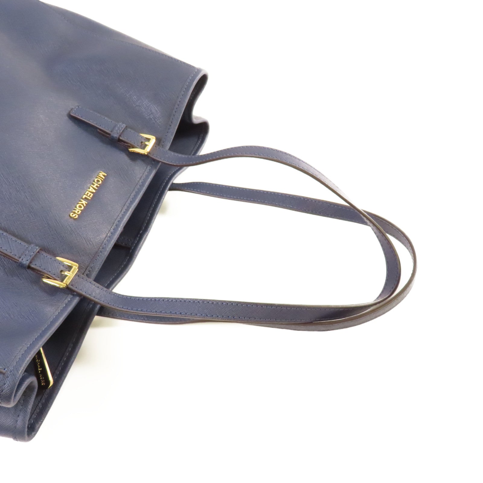 Michael Kors 牛皮皮革Tote Bag金扣肩背袋藍色