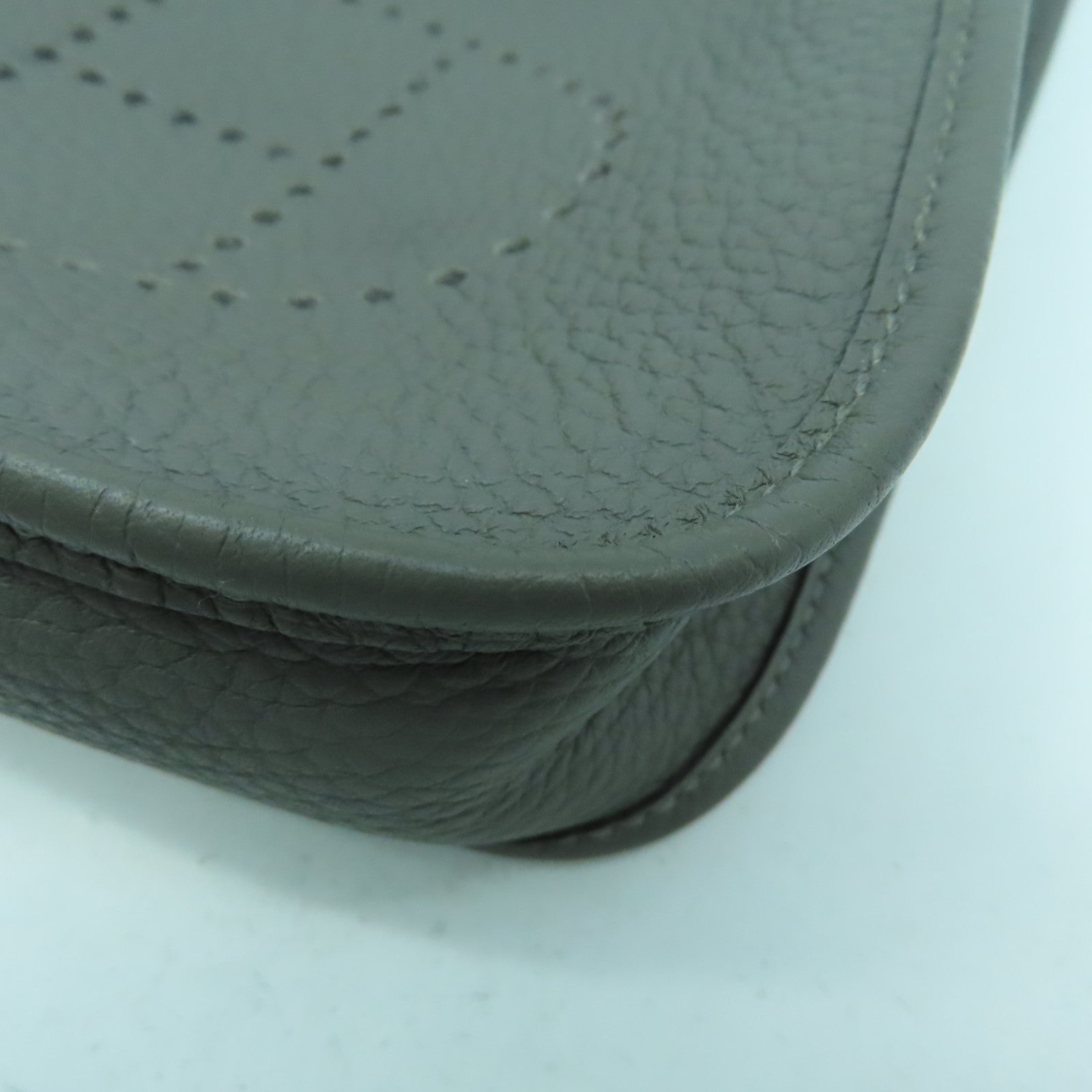 HERMES Clemence皮革Evelyne TPM金扣肩背袋Etain錫器灰色