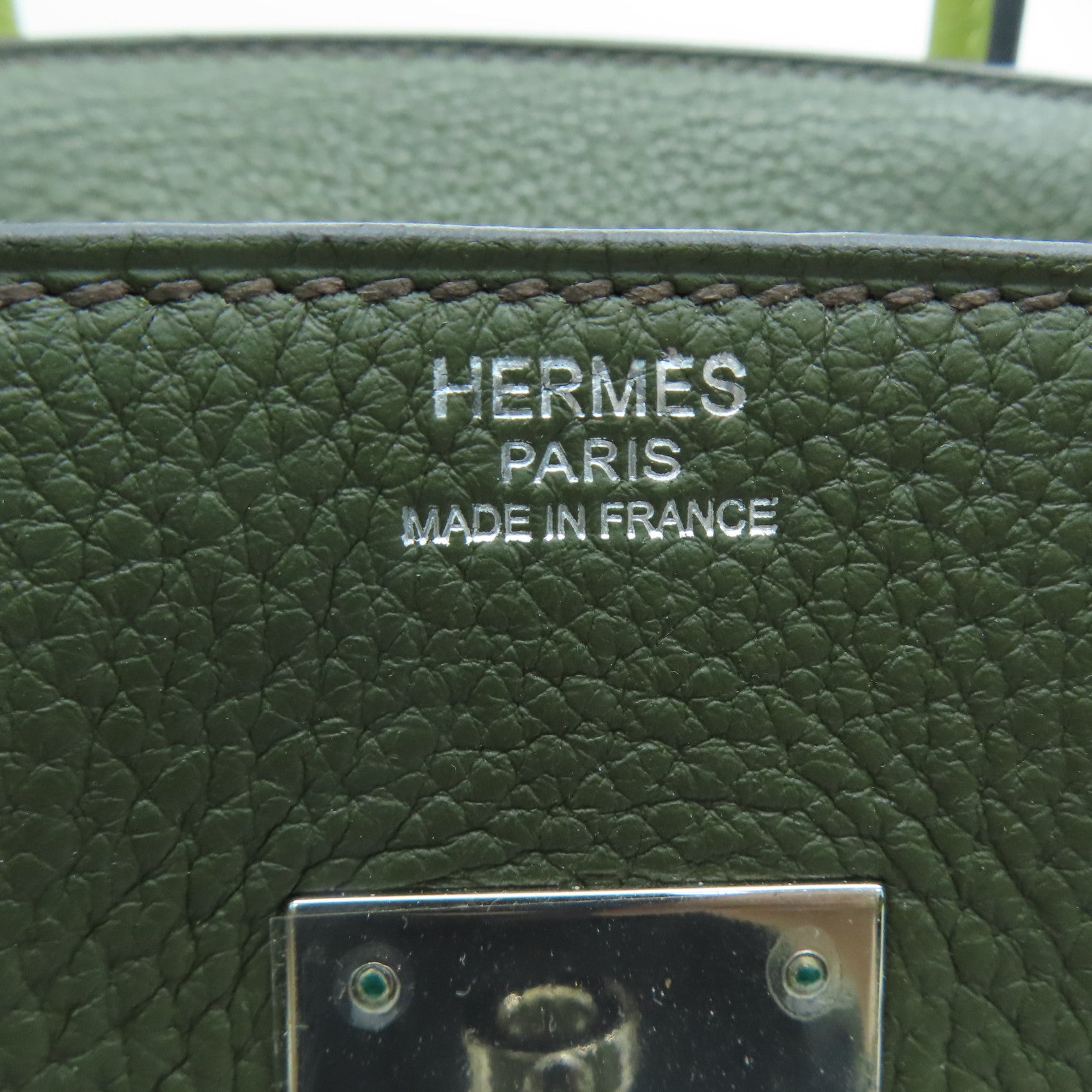 HERMES Togo皮革Birkin 30銀扣手挽袋綠色