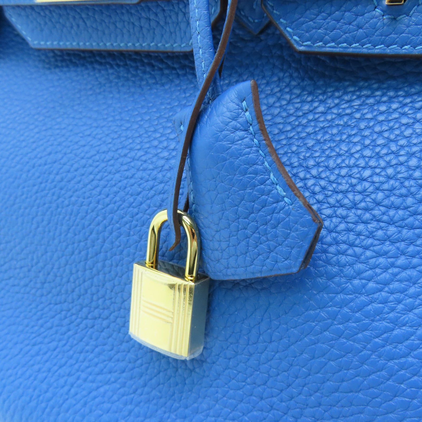 HERMES Togo Leather Birkin 30 Gold Buckle Handle Bag Nixon Blue