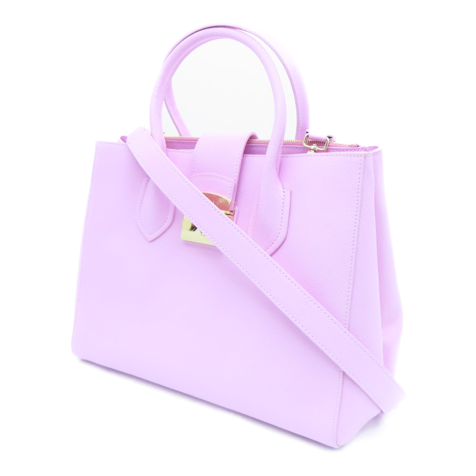 Furla 牛皮皮革Shoulder Bag金扣手挽肩背两用袋粉红色