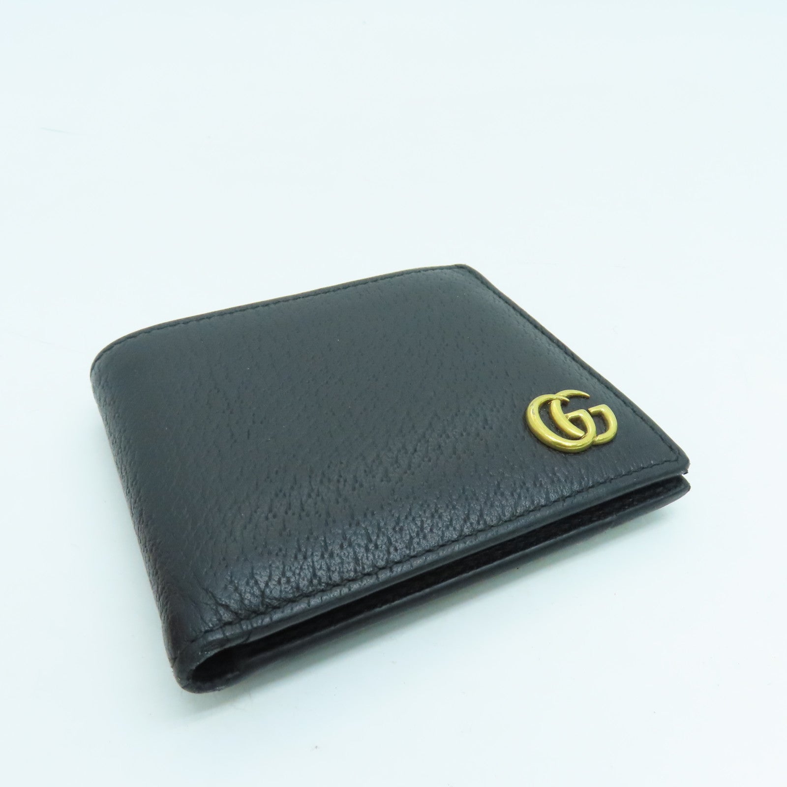GUCCI 牛皮皮革GG Marmont Wallet金扣钱包黑色